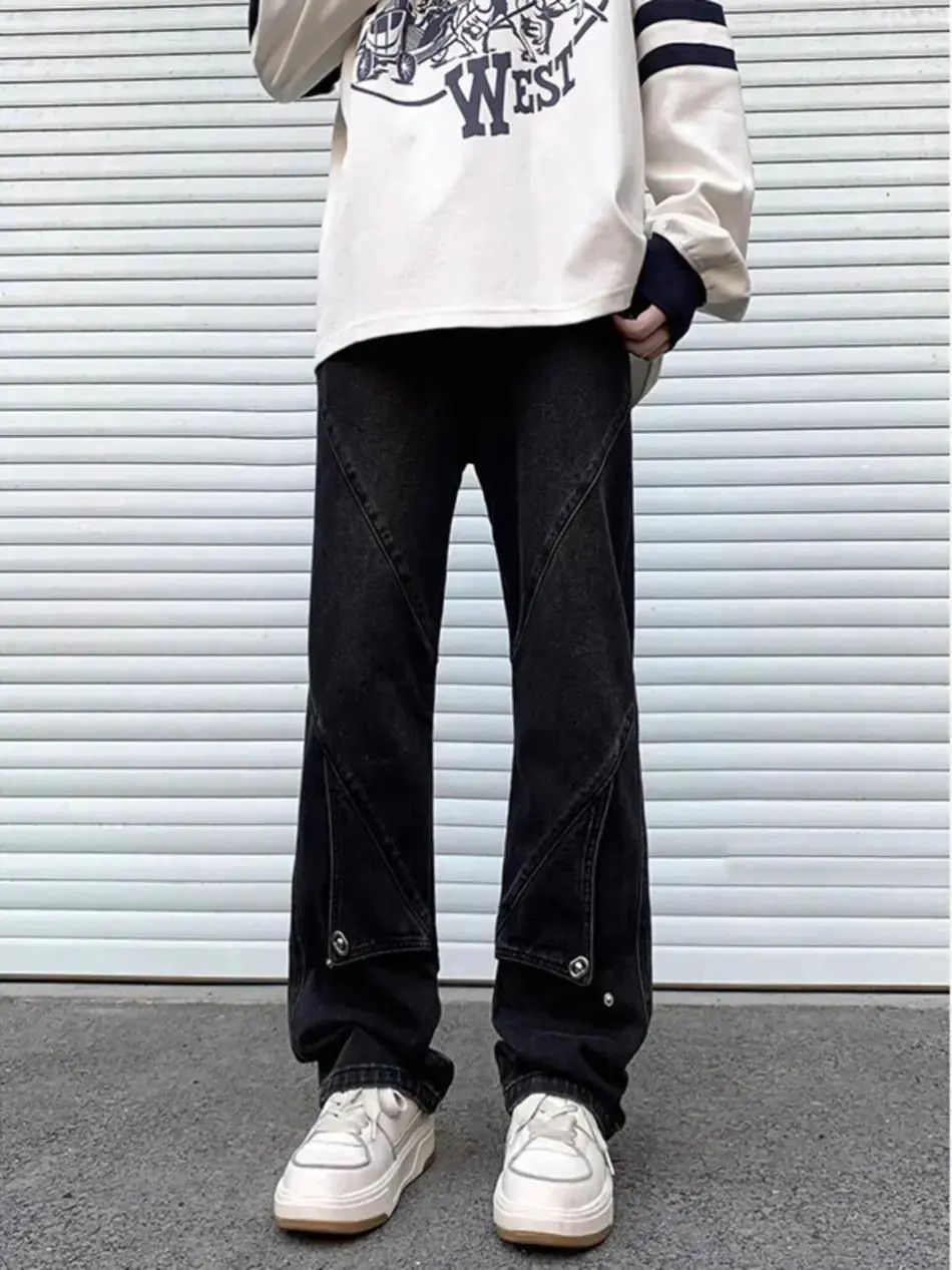 Japanese Brand Retro loose straight leg micro flared jeans Size US 30 / EU 46 - 4 Thumbnail