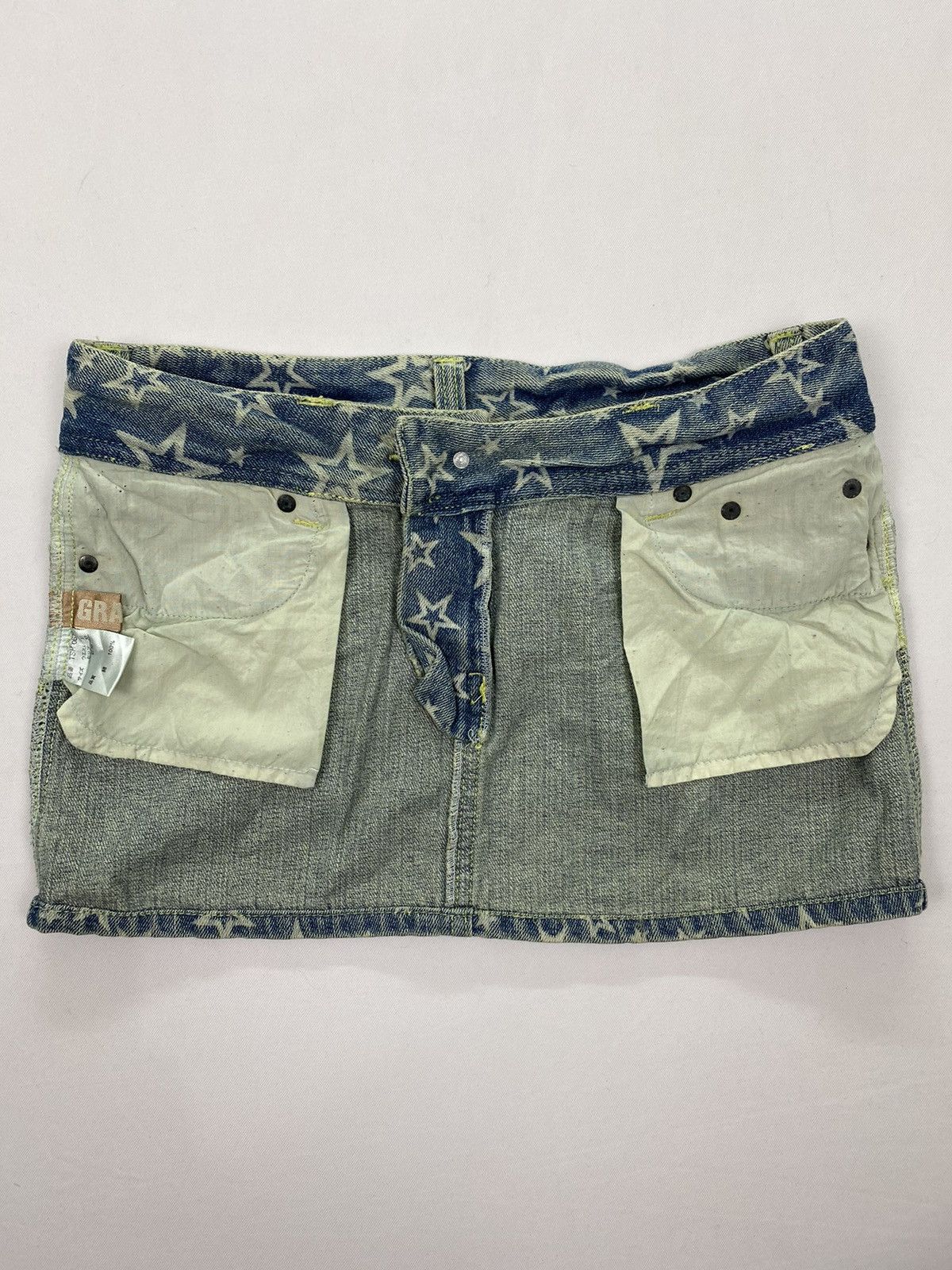Japanese Brand Grazie Dirty Full Print Jeans Skirt Size 29" - 3 Thumbnail