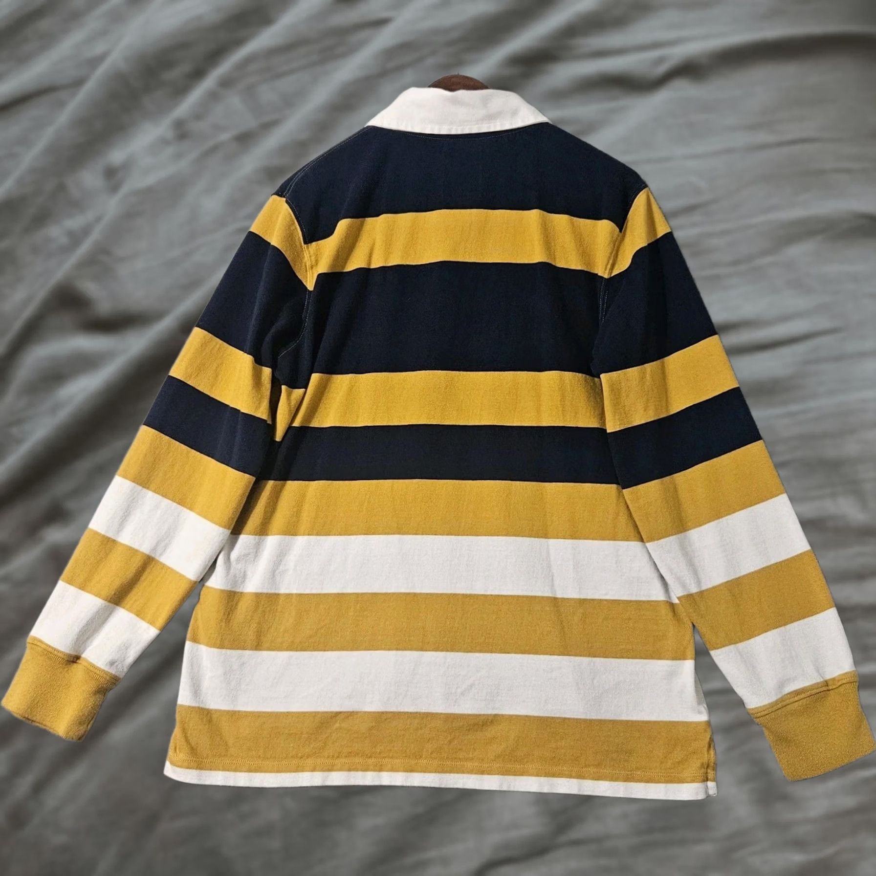 Lands' End Lands End Rugby Shirt Men’s Size Large 42-44 Blue Yellow White Striped Cotton Size US L / EU 52-54 / 3 - 1 Thumbnail