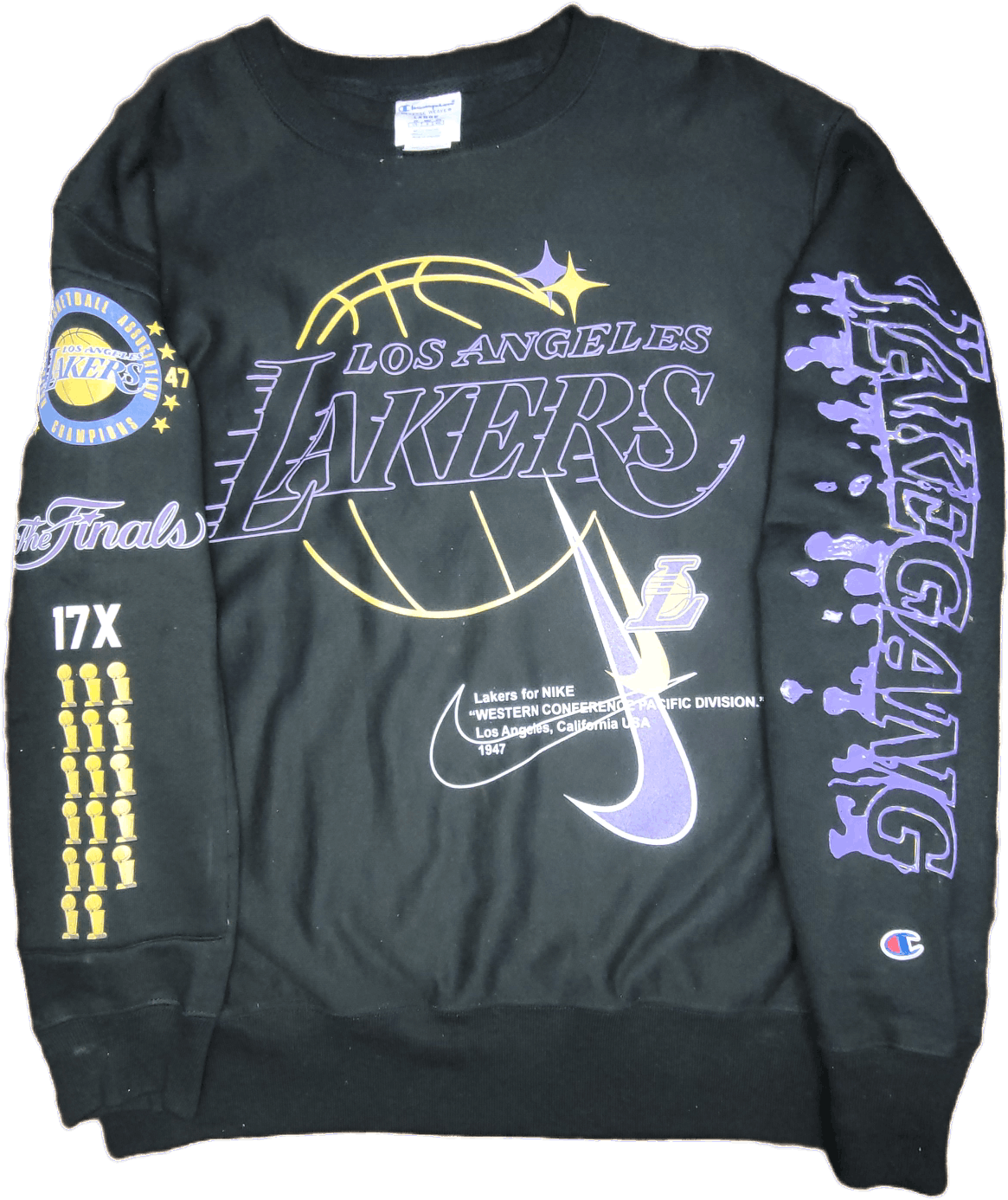 Champion Custom Lakers crewneck sweatshirt Size US M / EU 48-50 / 2 - 1 Thumbnail