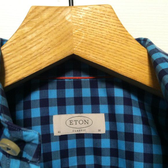 Eton ETON MEN'S BLUE 100%COTTON LONG SLEEVE CASUAL SHIRT SIZE: 16 Size US L / EU 52-54 / 3 - 5 Thumbnail