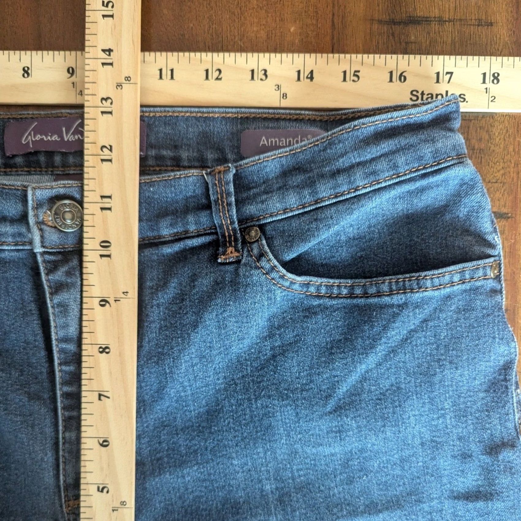 Gloria Vanderbilt Gloria Vanderbilt Amanda High Rise Tapered Jeans Womens 14P Medium Wash Denim Size 36" / US 14 / IT 50 - 8 Thumbnail