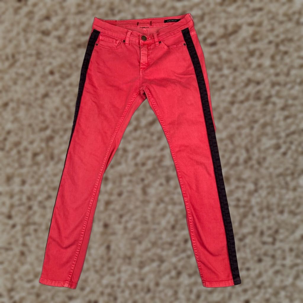 Bdg BDG Jeans Women 28 Pink Denim Striped Side Zip Ankle Mid Rise 28x28 Cotton Blend 5-Pocket Design Regular Stretch Vintage No Size 28" / US 6 / IT 42 - 1 Thumbnail