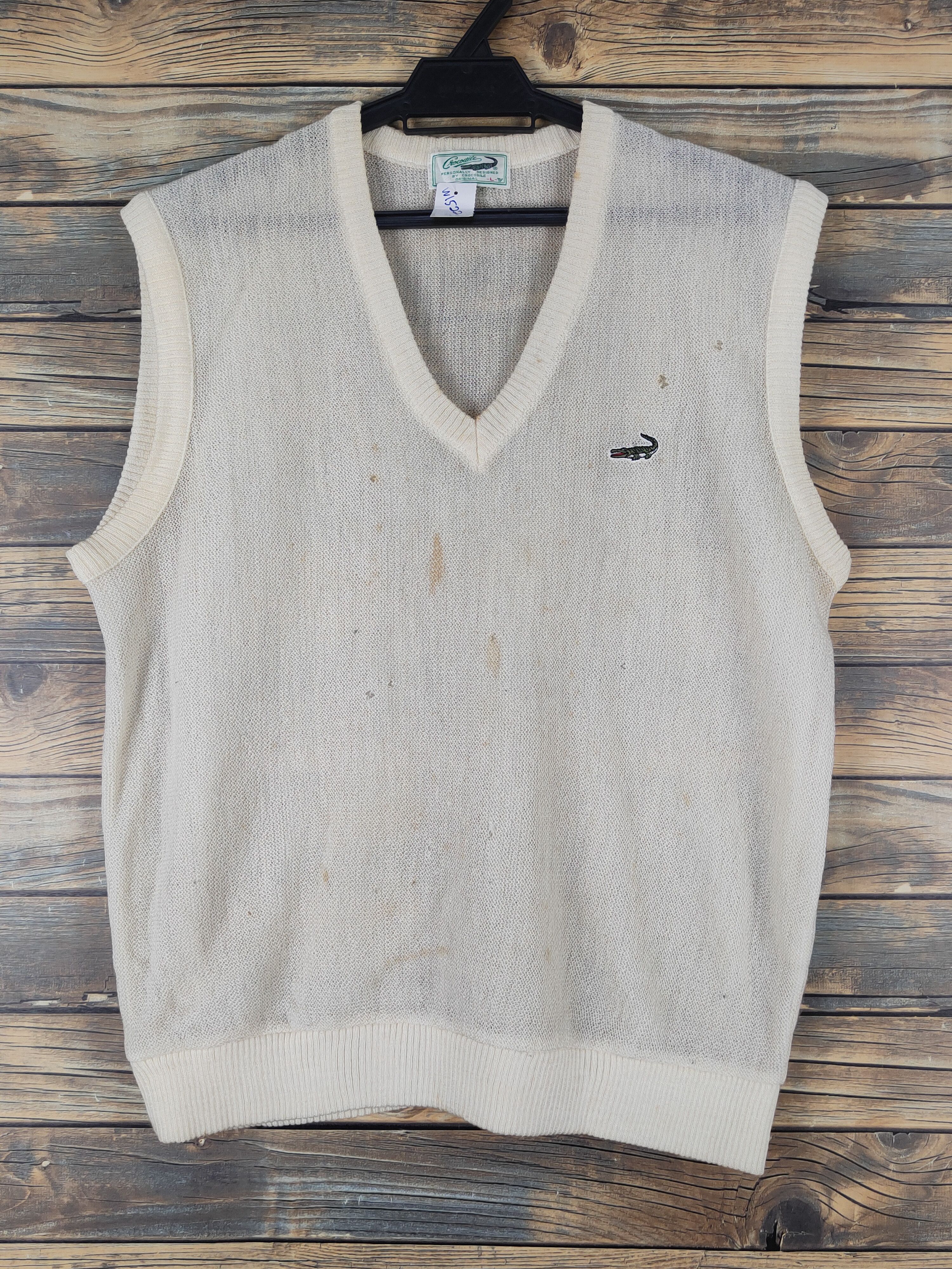 Vintage Crocodie Cream Crochet Meshnet Knitwear Vests #W1522 Size US M / EU 48-50 / 2 - 1 Thumbnail