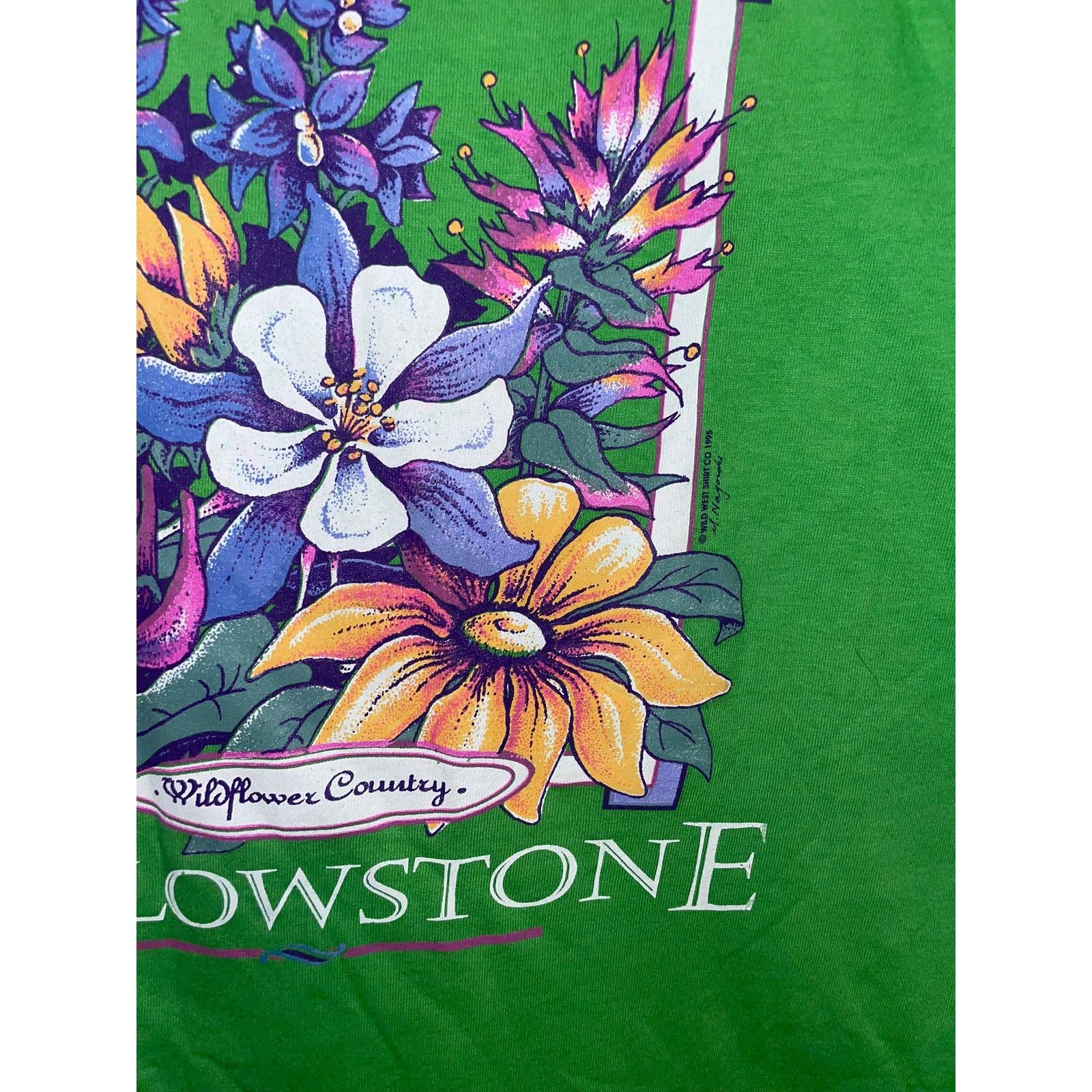 Jerzees Vintage Yellowstone Shirt Wildflower Green Tee VTG 90s L Size US L / EU 52-54 / 3 - 3 Thumbnail