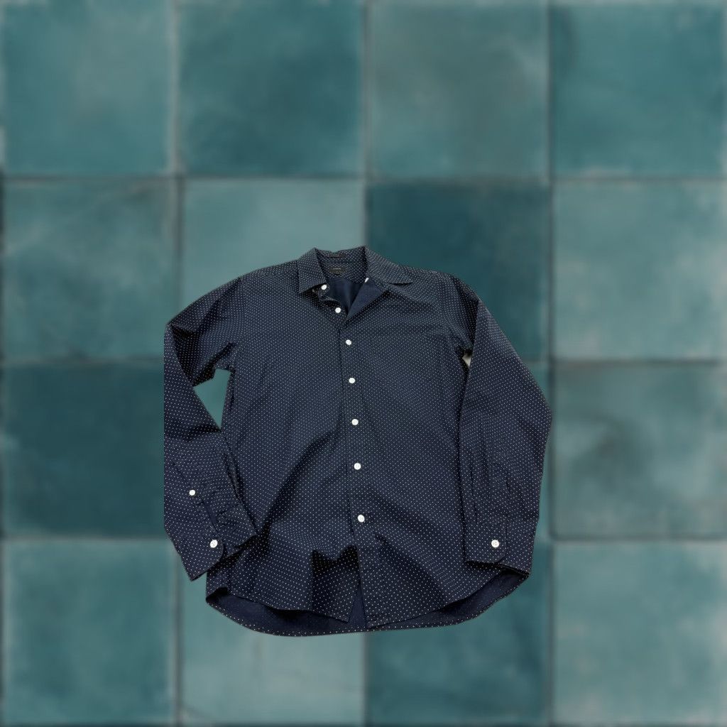 J.Crew VINTAGE J.CREW Shirt Mens Small Polka Dot Cotton Slim Fit Button-Up Blue White Classic 90s Men's Size US S / EU 44-46 / 1 - 1 Thumbnail