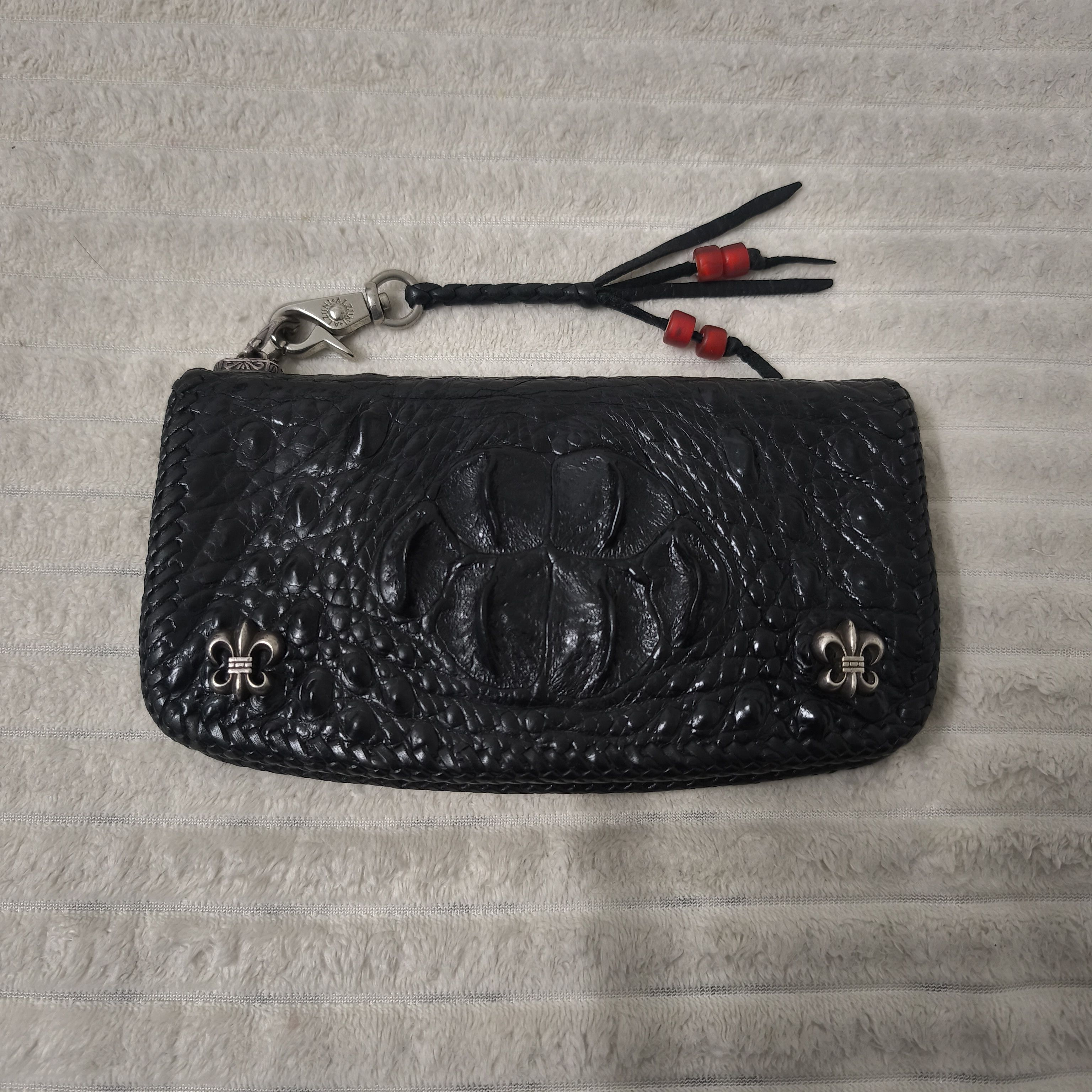 Japanese Brand Alzuni Crocodile Leather Long Wallet Silver Hardware Biker Size ONE SIZE - 2 Thumbnail