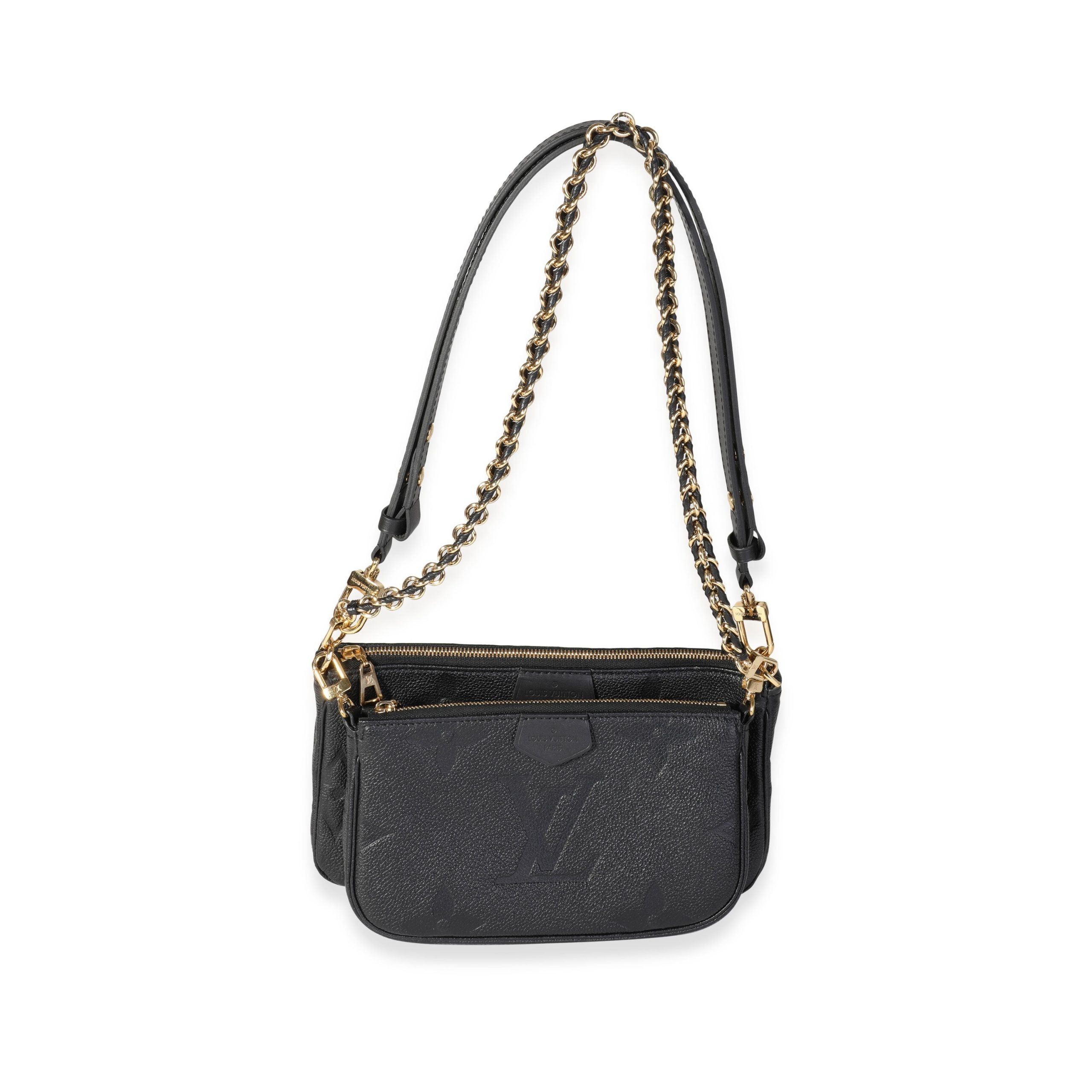 image of Louis Vuitton Black Monogram Empreinte Leather Multi-Pochette, Women's