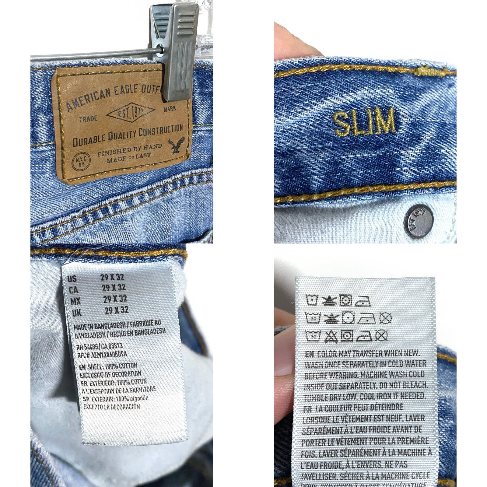 American Eagle Outfitters American Eagle Slim Fit Jeans Mens 31x31 Distressed Grunge Denim 5-Pocket Rocker Punk Casual Slim Distressed Grunge Jeans Mens Regular 31-31 Blue Size US 29 - 8 Thumbnail