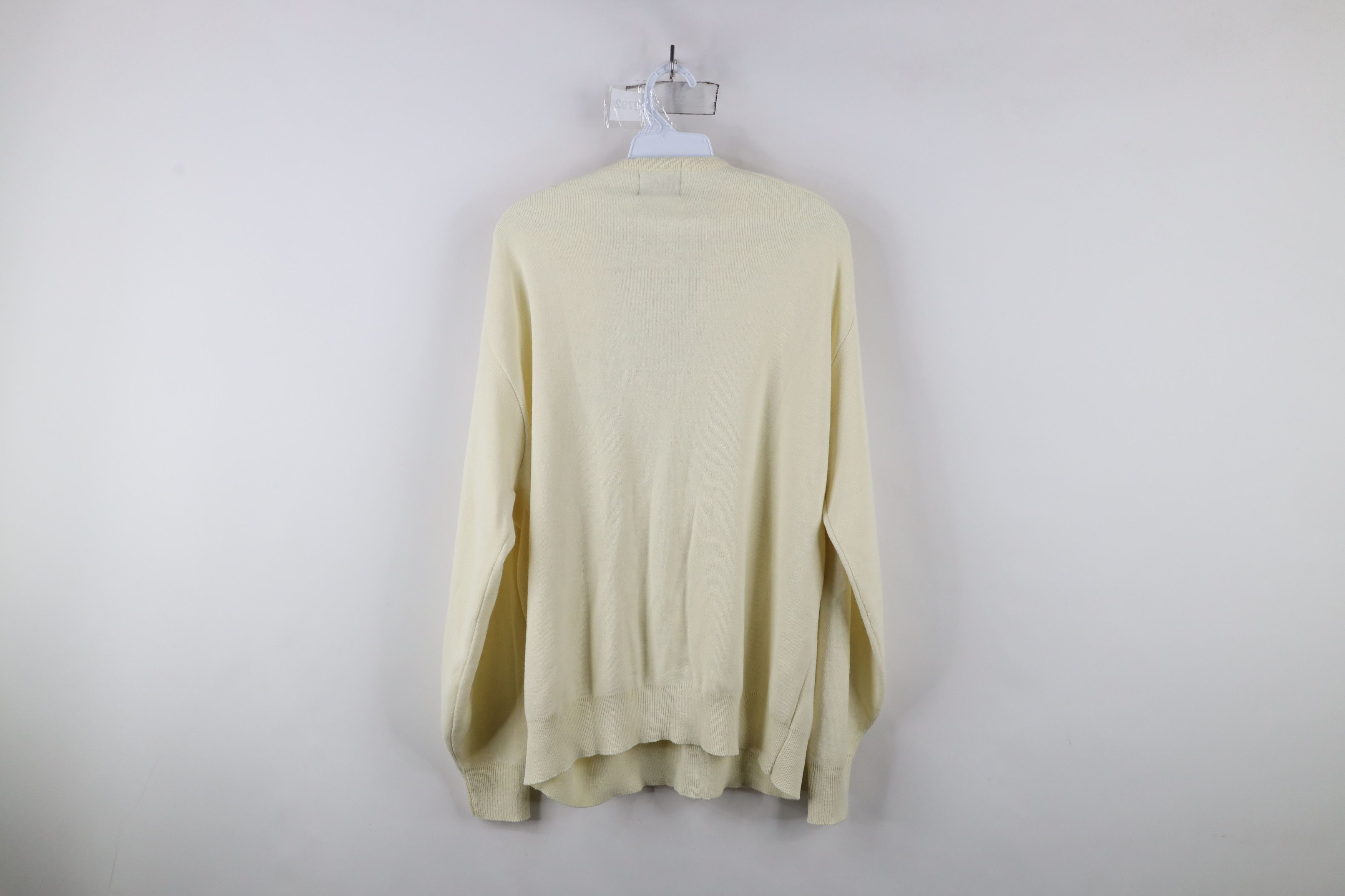 Vintage Vintage 80s 90s Jeep Motors Knit V-Neck Sweater Cream USA Size US XXL / EU 58 / 5 - 7 Thumbnail