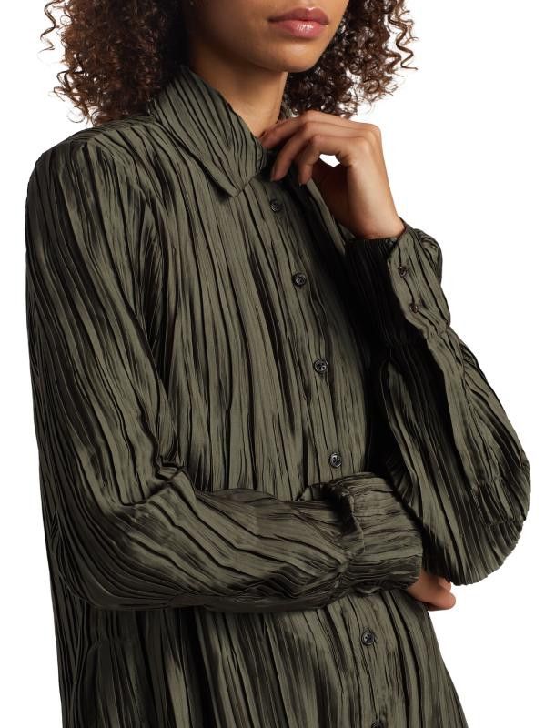 16Arlington 16Arlington Marley Plisse Satin Shirt Khaki size 12 Size L / US 10 / IT 46 - 3 Thumbnail