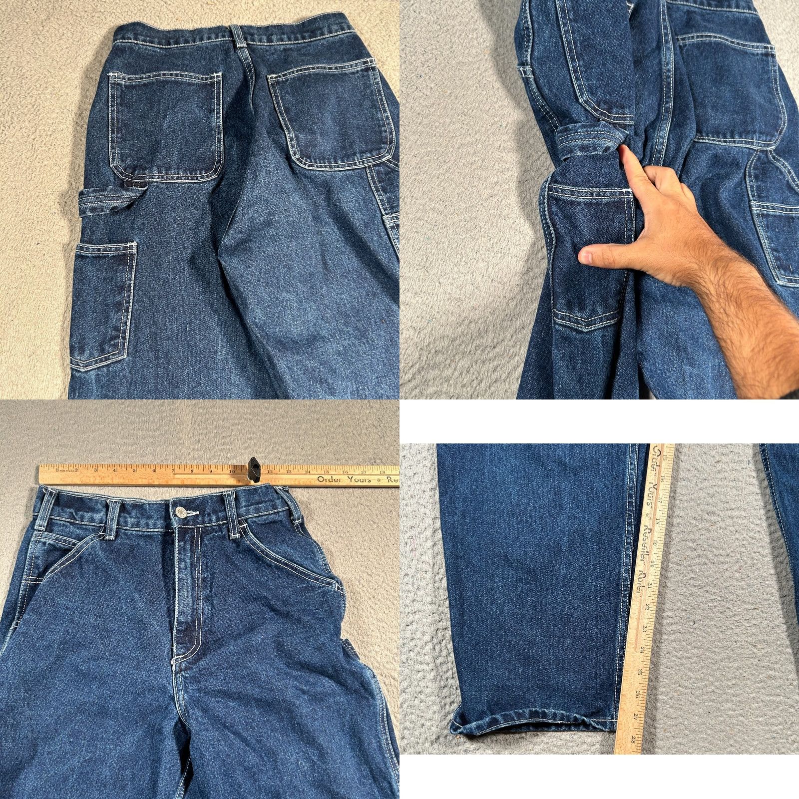 Vintage John Galt Jeans Men Small 25x27 Blue Denim Dark Wash Baggy Skater Zip 5-Pocket Straight Jeans Men’s Regular Denim Pants Classic Baggy Skaterwear Size US 29 - 8 Thumbnail