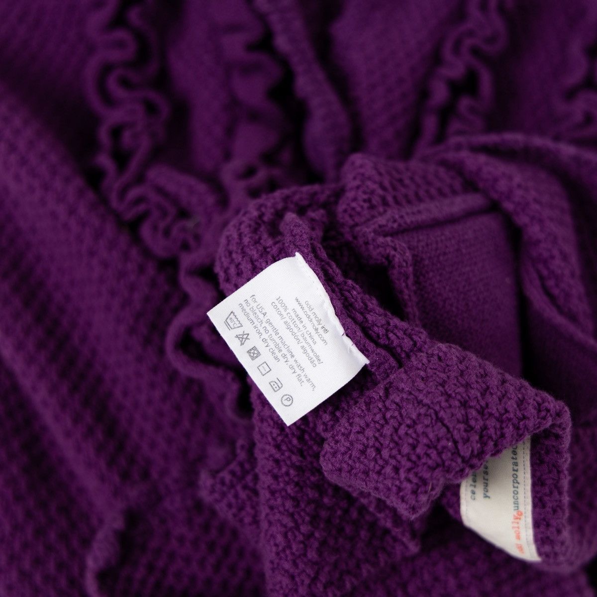 Odd Molly Odd Molly Womens Violet Cotton Cardigan Ruffle Knit Belted Size L / US 10 / IT 46 - 7 Thumbnail