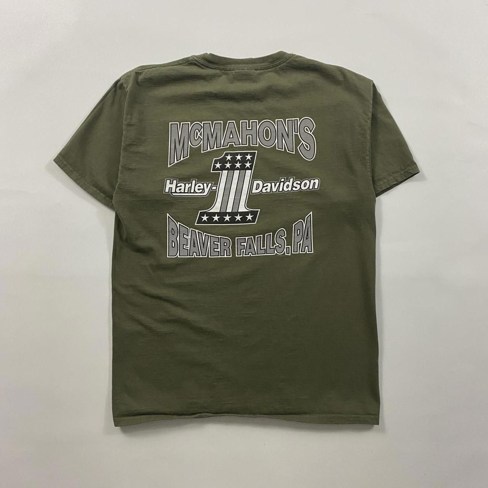 Harley Davidson Harley Davidson Green Biker Tee Size US M / EU 48-50 / 2 - 2 Thumbnail