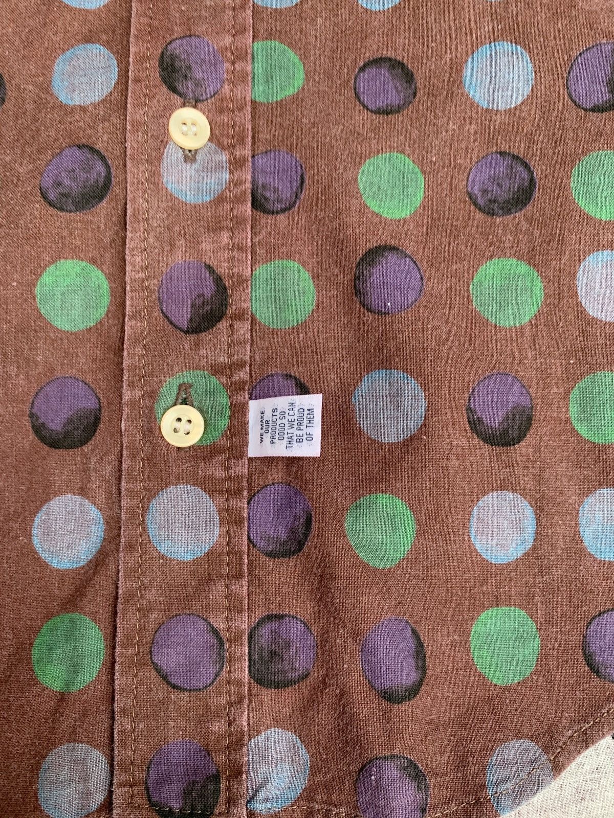 Japanese Brand 2000s Saburoku Japan Polkadot Brown Shirt Size M / US 6-8 / IT 42-44 - 6 Thumbnail