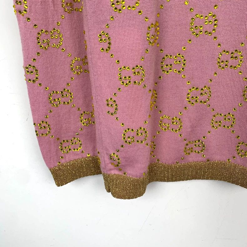 Gucci Gucci Pink old flower full print hot diamond round-neck woo Size US XS / EU 42 / 0 - 4 Thumbnail