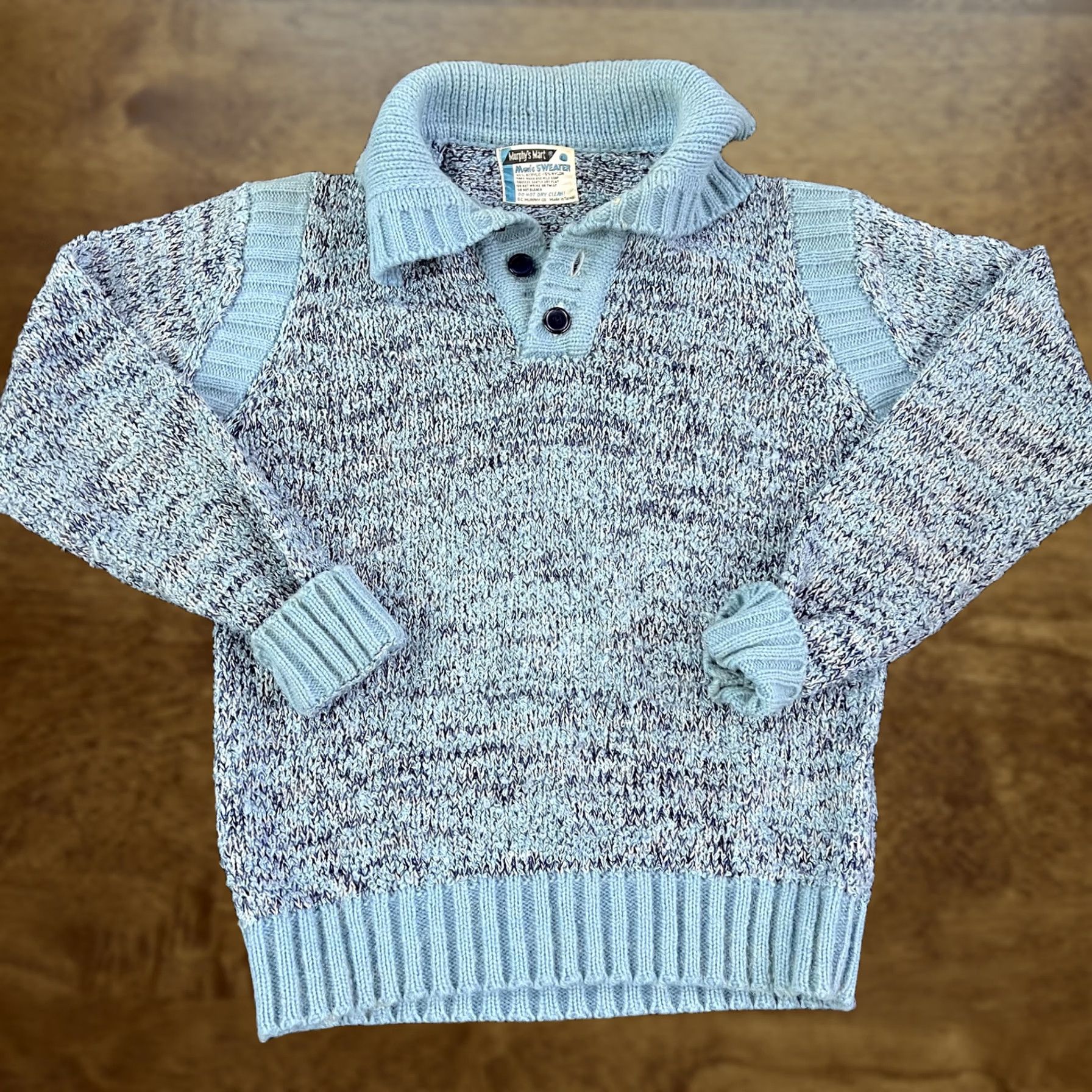 Vintage VINTAGE Murphy's Mart Sweater Mens Large Blue Knit Collared Pullover 80s Size US L / EU 52-54 / 3 - 1 Thumbnail
