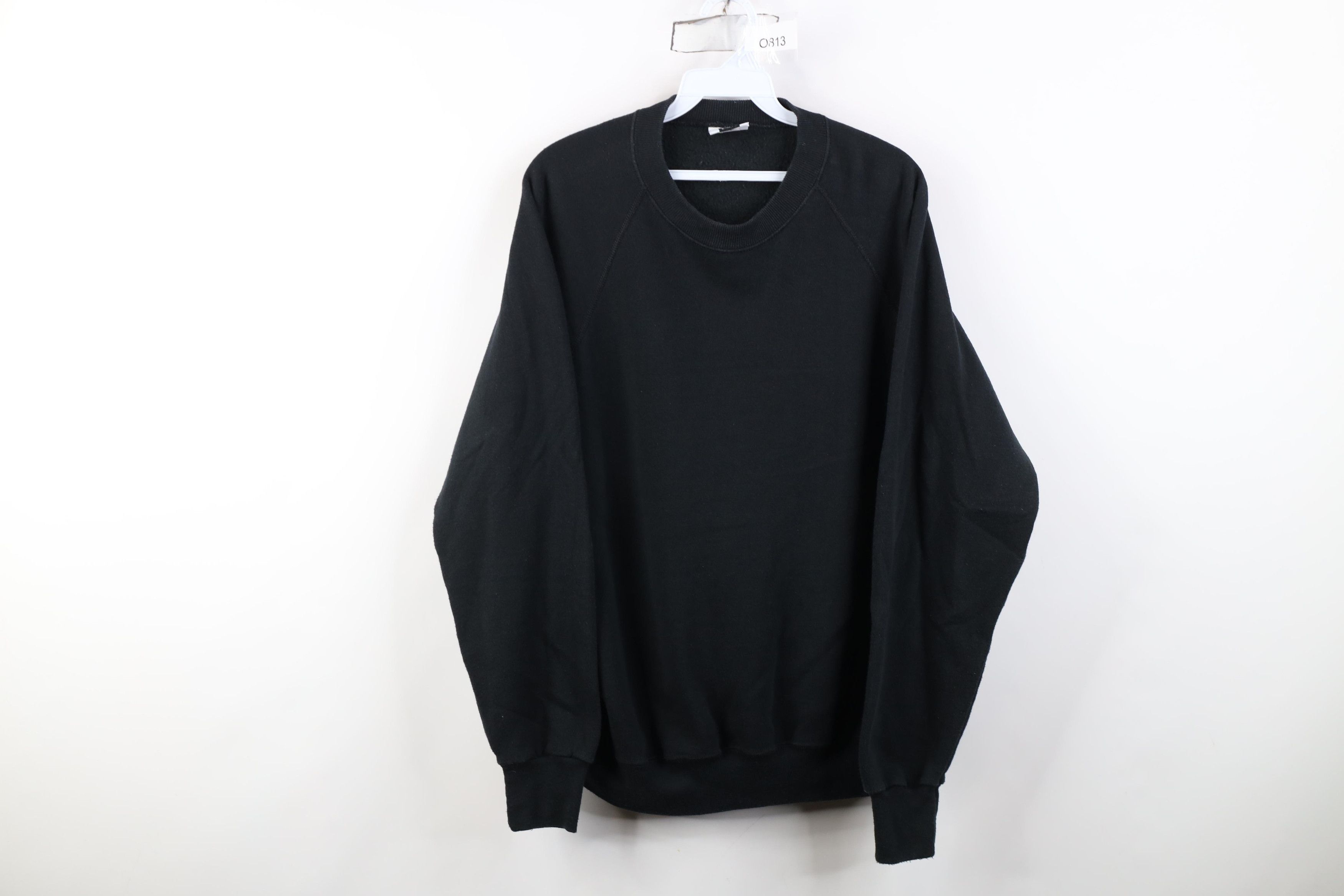 Vintage Vintage 90s Streetwear Blank Crewneck Sweatshirt Black USA Size XL / US 12-14 / IT 48-50 - 1 Thumbnail