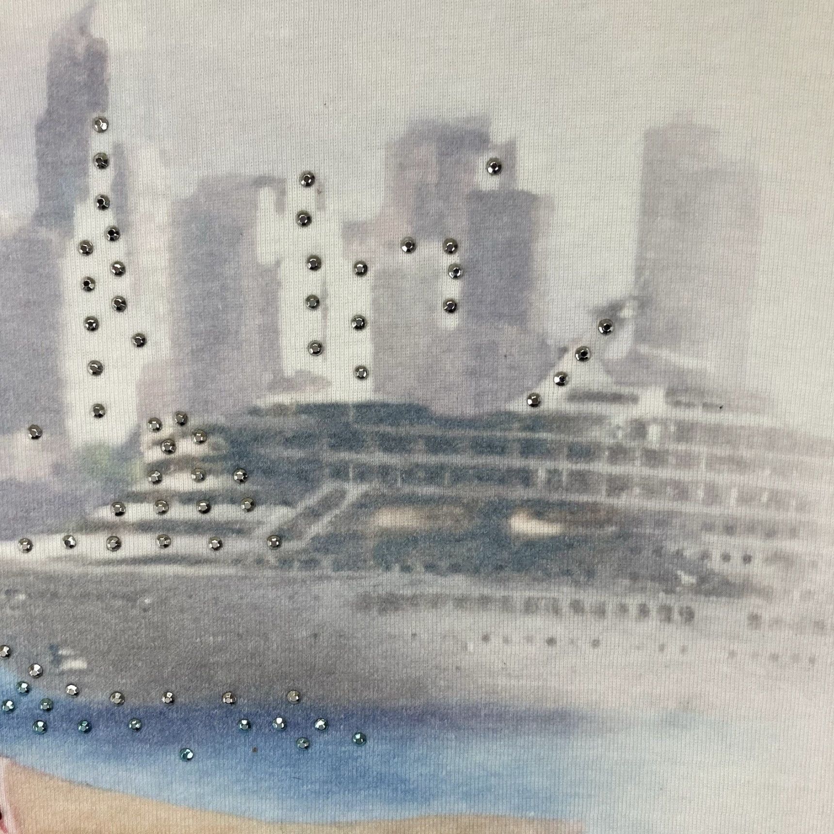 Vintage VINTAGE Karen Scott Shirt XL White Beach Cityscape Scenery Bling Rhinestone Knit Polyester Cotton 90s Retro Geometric Womens Size XL / US 12-14 / IT 48-50 - 5 Thumbnail