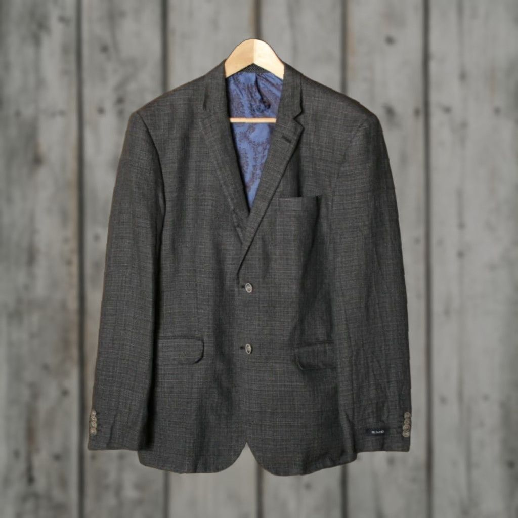 Vintage SAND Gray Linen & Wool Blend Sport Coat Blazer US 42 EUR 54 Size 42R - 1 Thumbnail