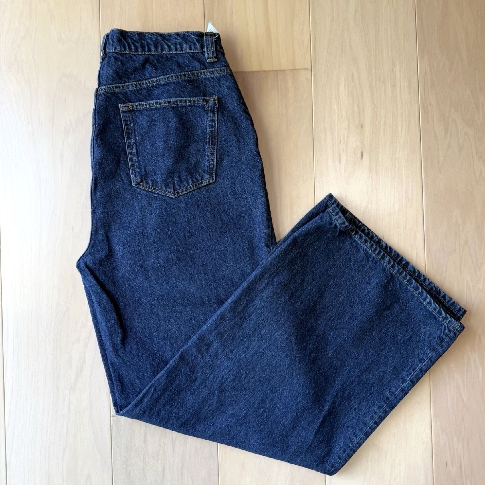 Reformation Reformation Jeans Womens 31 Blue Miami Pleated Trouser Women Dark Wash Wide Leg Glam Size 24" / US 00 / IT 34 - 2 Thumbnail