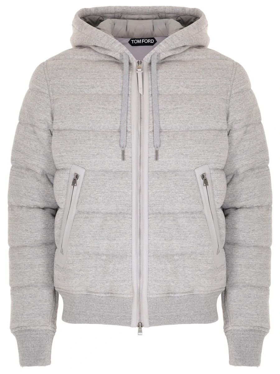 o1w1db10124 Quilted Down Hooded Jacket in Grey