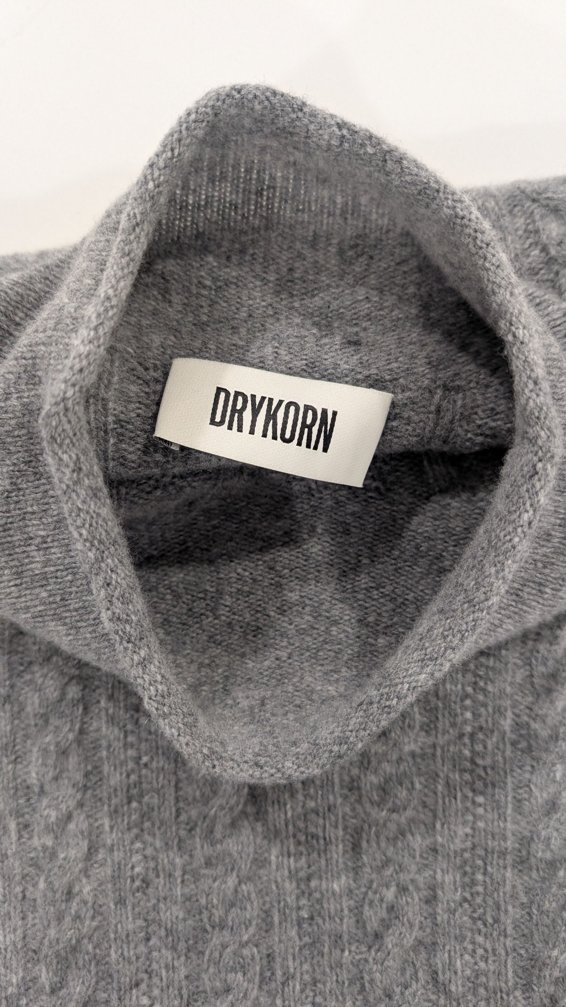 DRYKORN Drykorn Nalon Mens Grey 100% Virgin Wool Cable Knit Size US L / EU 52-54 / 3 - 5 Thumbnail