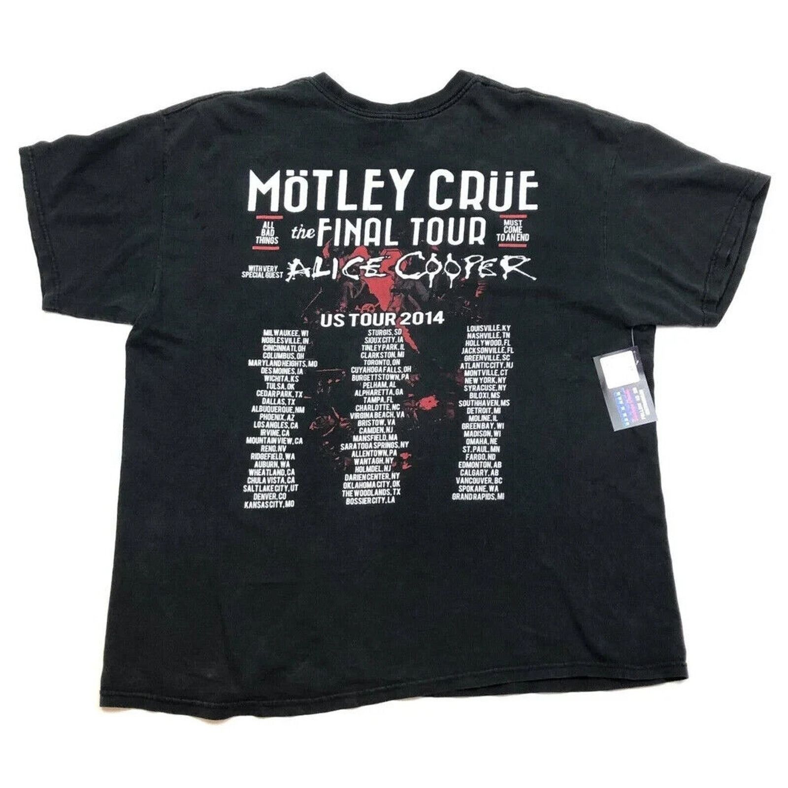 Vintage 2014 Motley Crue the Final Tour Alice Cooper Rock Tee Shirt Size US XL / EU 56 / 4 - 4 Thumbnail