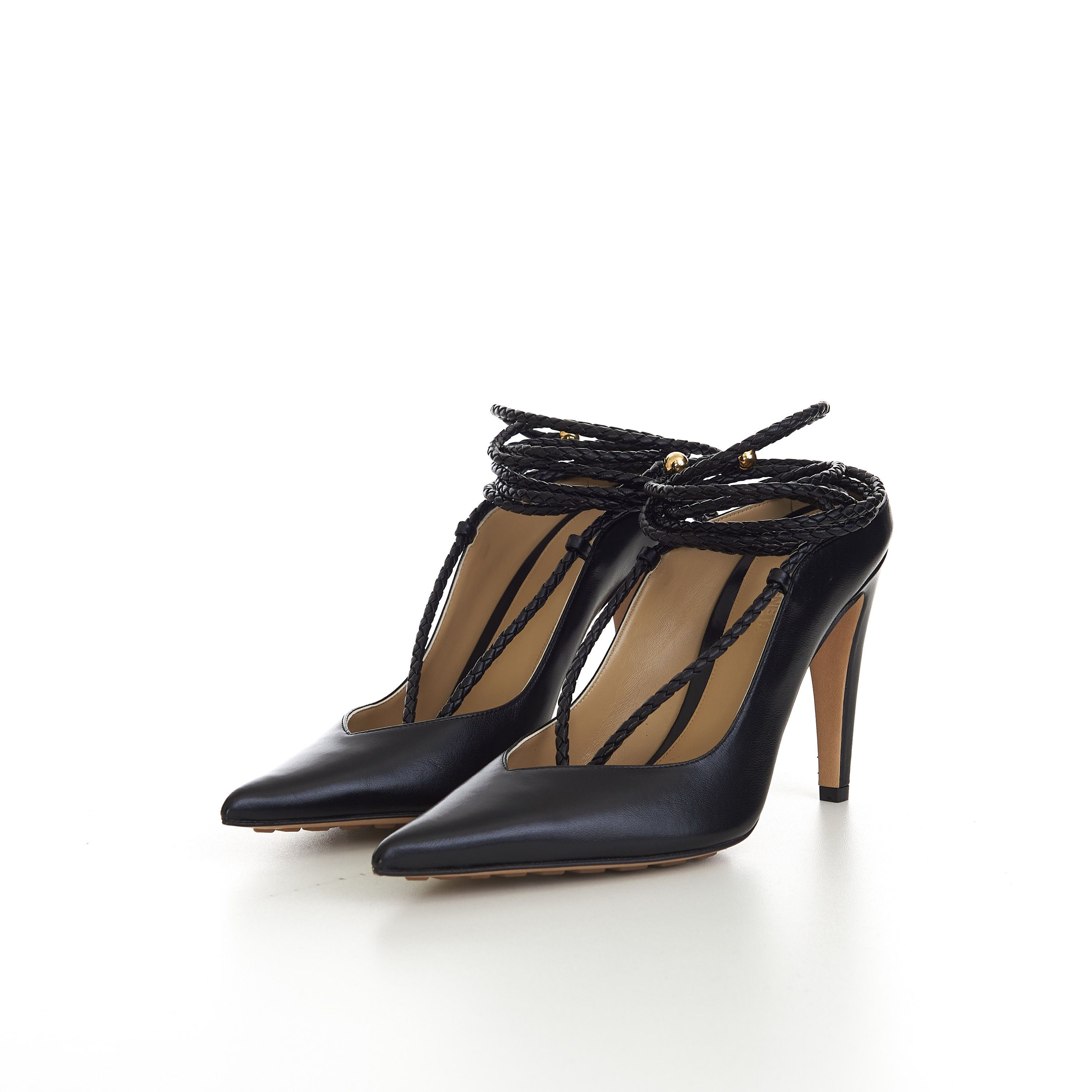 Bottega Veneta Spritz Strap Open Back Pumps In Black Leather Size US 6 / IT 36 - 3 Thumbnail
