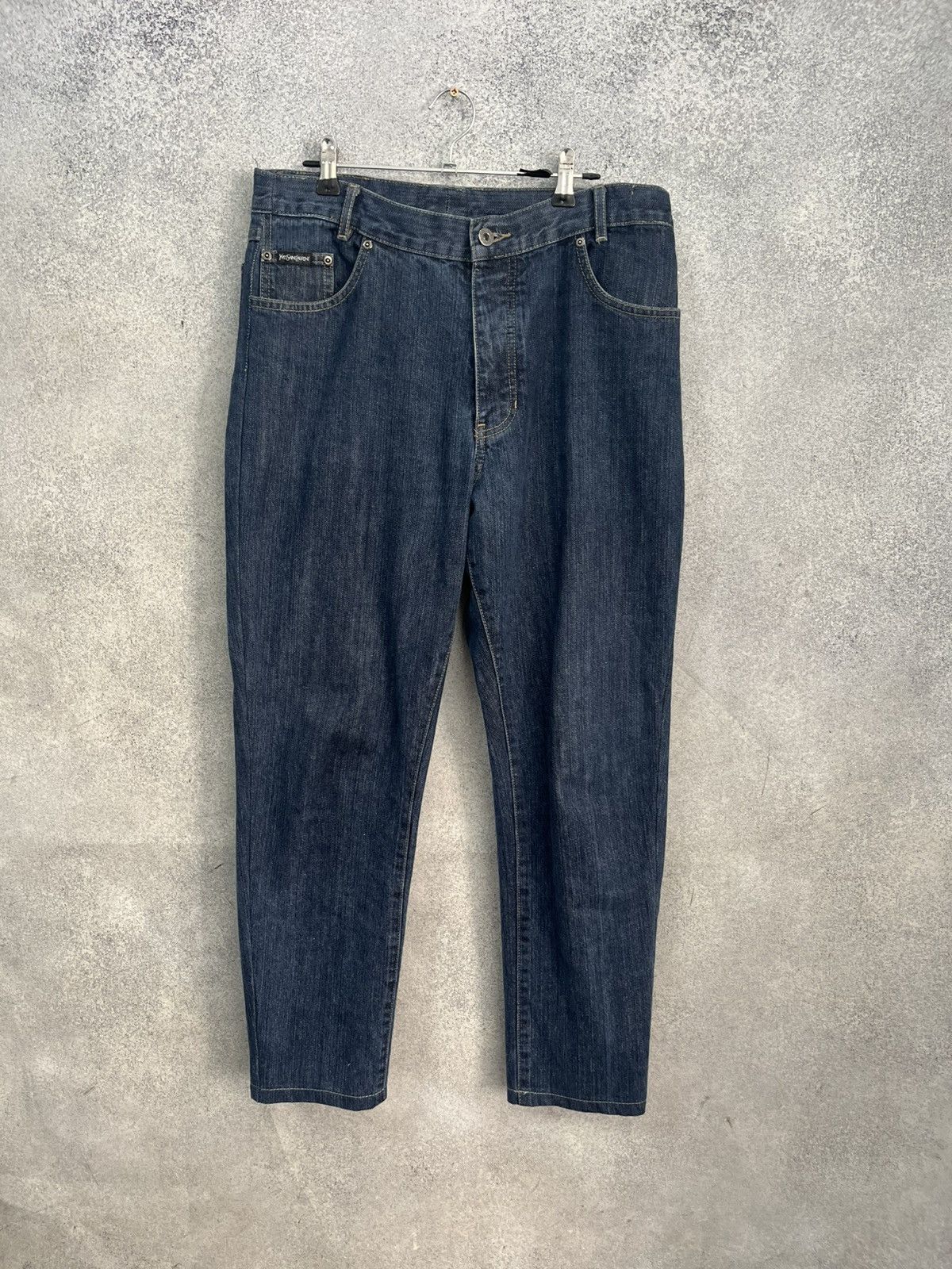 Yves Saint Laurent Vintage Yves Saint Lauren Big Logo Distressed Jeans YSL Size US 32 / EU 48 - 8 Thumbnail