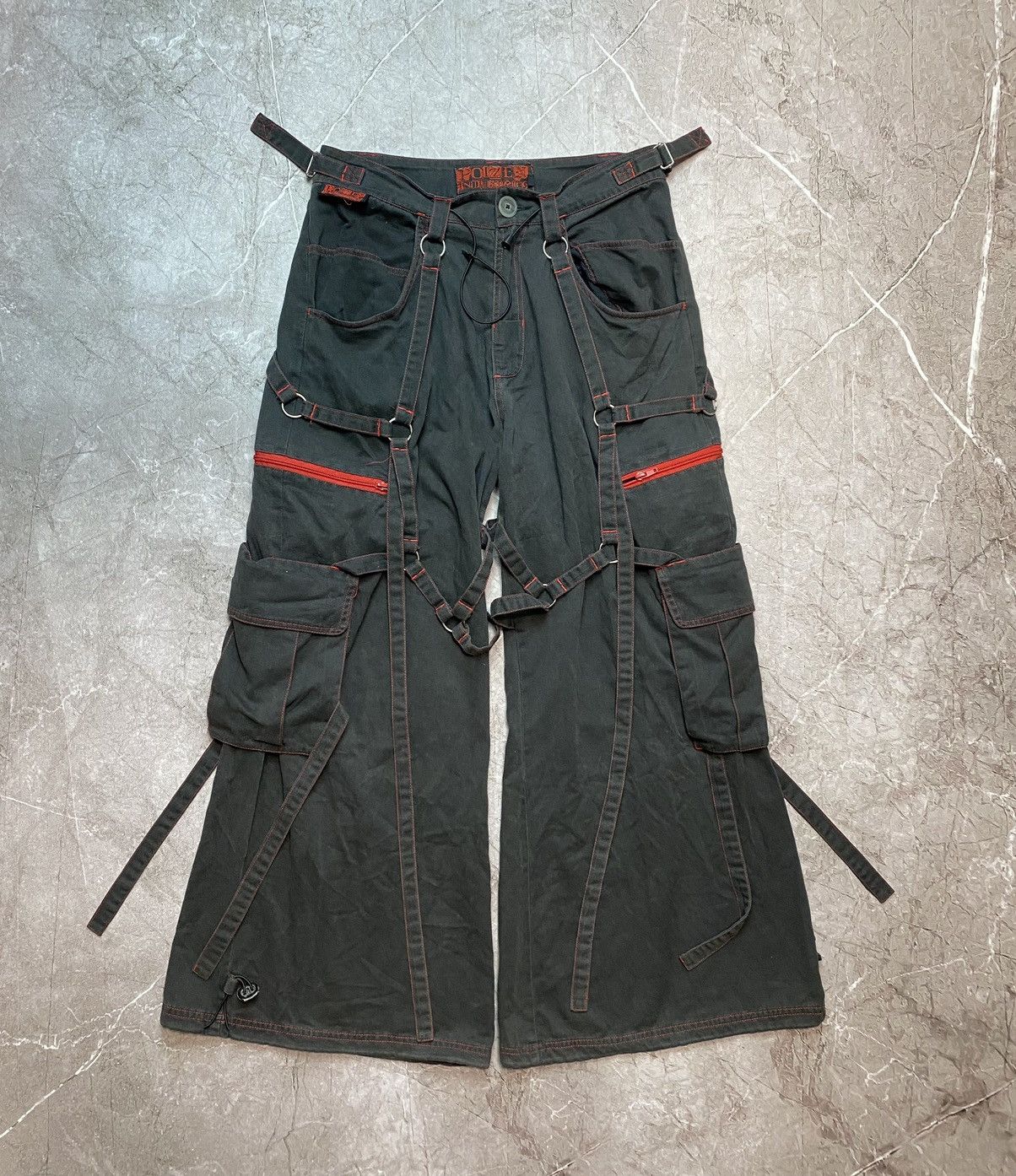 image of Opium Bandage Avant Garde Baggy Parachute Pants in Grey, Men's (Size 36)