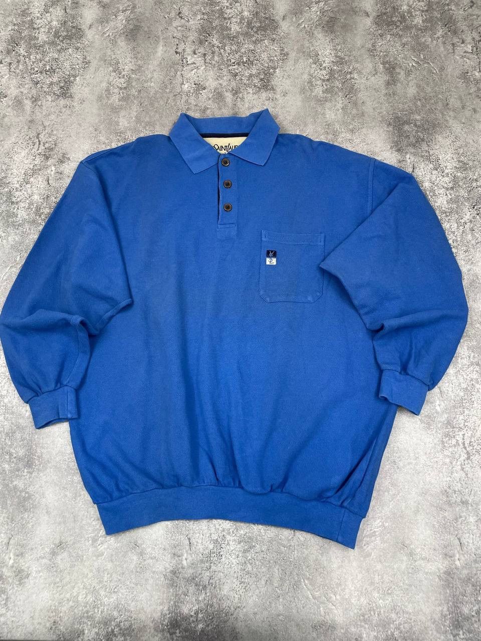 Yves Saint Laurent Men Cotton Sweatshirt Blue Polo