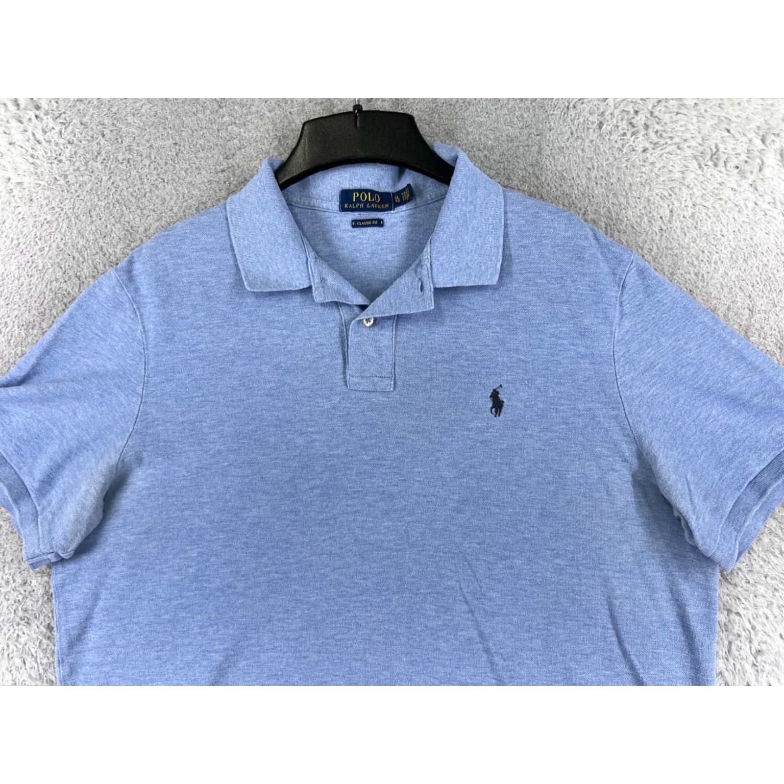Ralph Lauren VINTAGE Ralph Lauren Polo Shirt Mens XL Blue 100% Cotton Knit Embroidered Logo Button Collar Short Sleeve Casual Modern American Sports Fashion Mens Size US XL / EU 56 / 4 - 4 Thumbnail