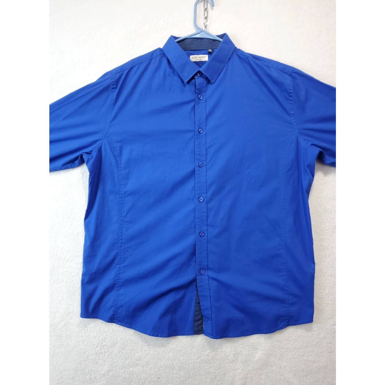 Vintage Alex Vando Shirt Mens Blue Button-Up Dress Oxford Casual Workwear 2XL Regular Size 48R - 3 Thumbnail