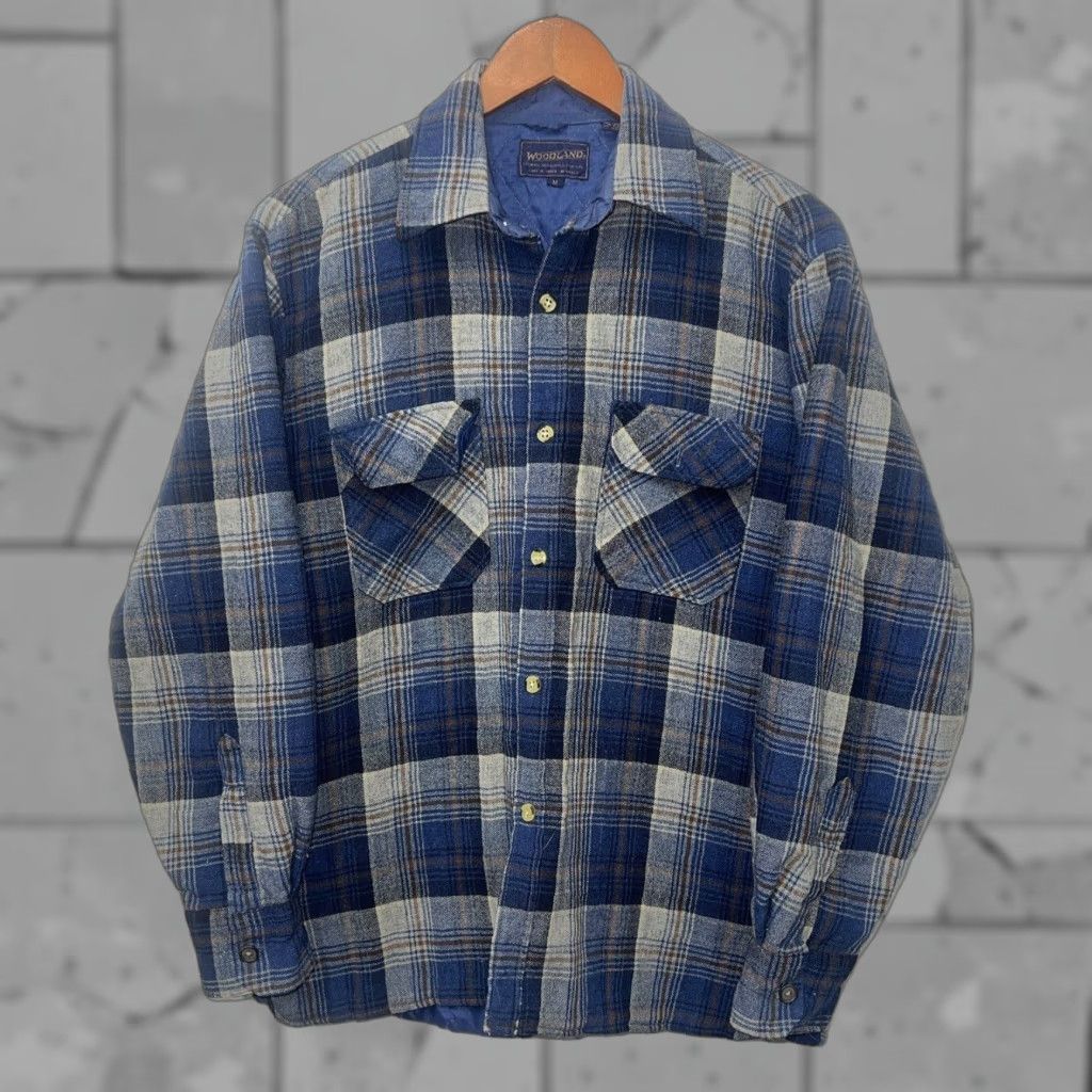 Vintage VINTAGE Woodland Plaid Button-Up Shirt Mens Medium Blue Wool Blend Long Sleeve Quilted Size US M / EU 48-50 / 2 - 1 Thumbnail