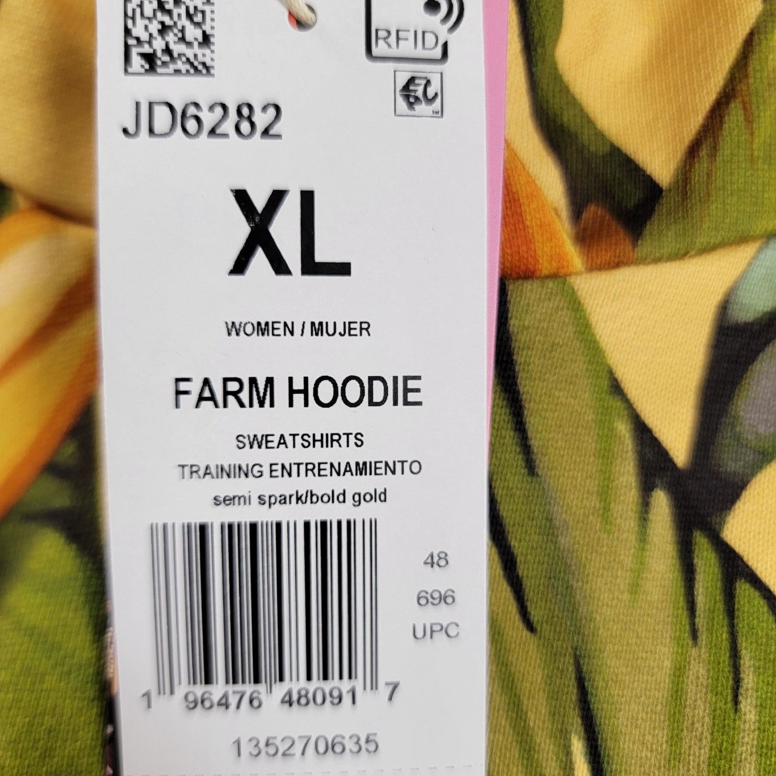 Adidas Adidas x Farm Rio Wmns Crop Top Hoodie Yellow Sz XL JD6282 Size XL / US 12-14 / IT 48-50 - 6 Thumbnail