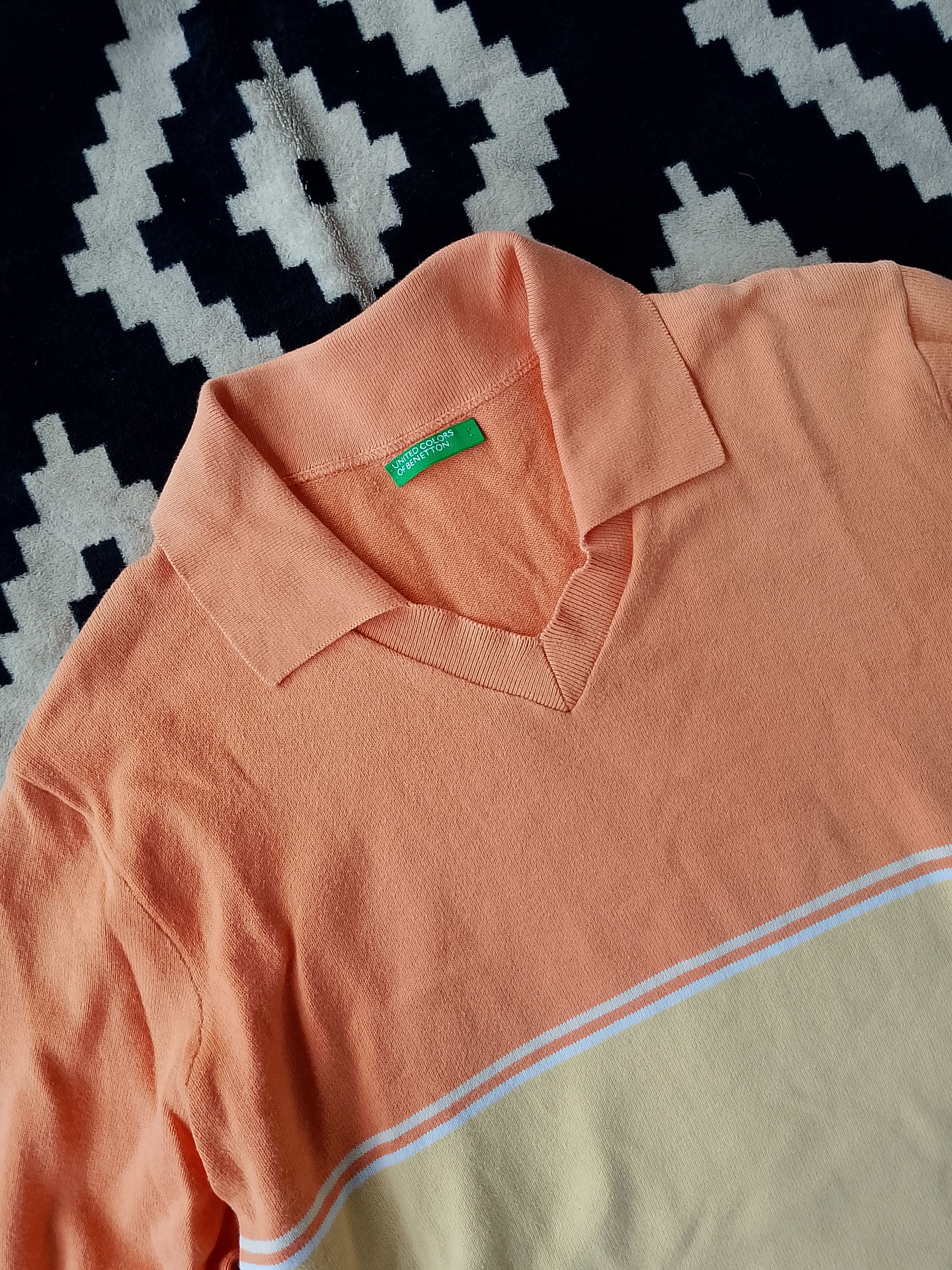 United Colors Of Benetton Vtg 90s Benetton Colorblock Knit Polo - Pastel Rugby Vibe Size US M / EU 48-50 / 2 - 3 Thumbnail