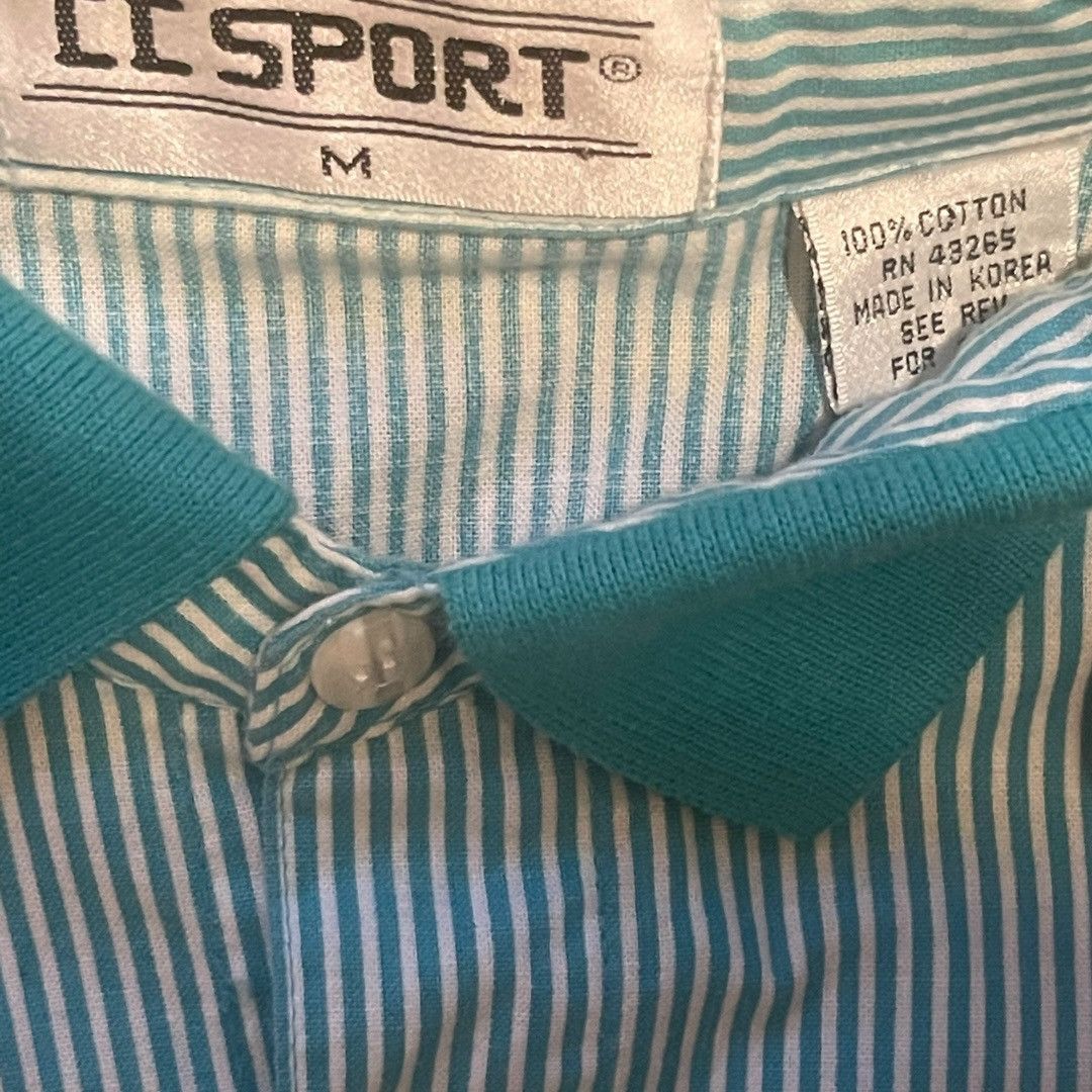 Vintage Vintage Teal White Korean Y2K Striped Men Shirt Sz M Size US M / EU 48-50 / 2 - 2 Thumbnail