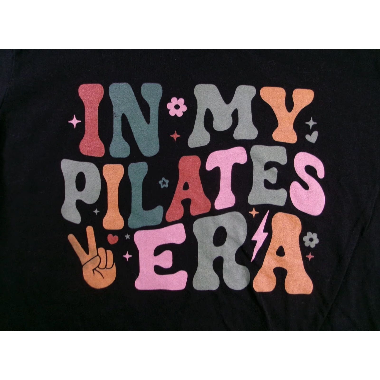 Port & Company Port & Company Women's Black Graphic Tee "In My Pilates Era" Retro Casual Large Short Sleeve Crewneck Size L / US 10 / IT 46 - 2 Thumbnail