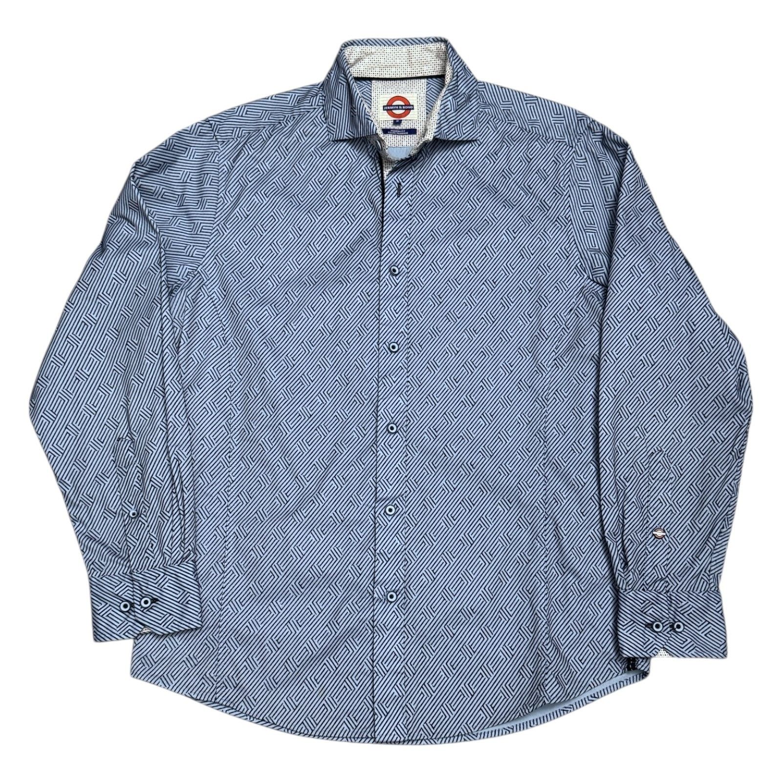 Other JERMYN & BOND Luxury Designer Blue Casual Dress Shirt Medium Size US M / EU 48-50 / 2 - 1 Thumbnail