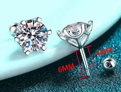 Other 1 Carat Moissanite Screw Stud Earrings Size ONE SIZE - 5 Thumbnail