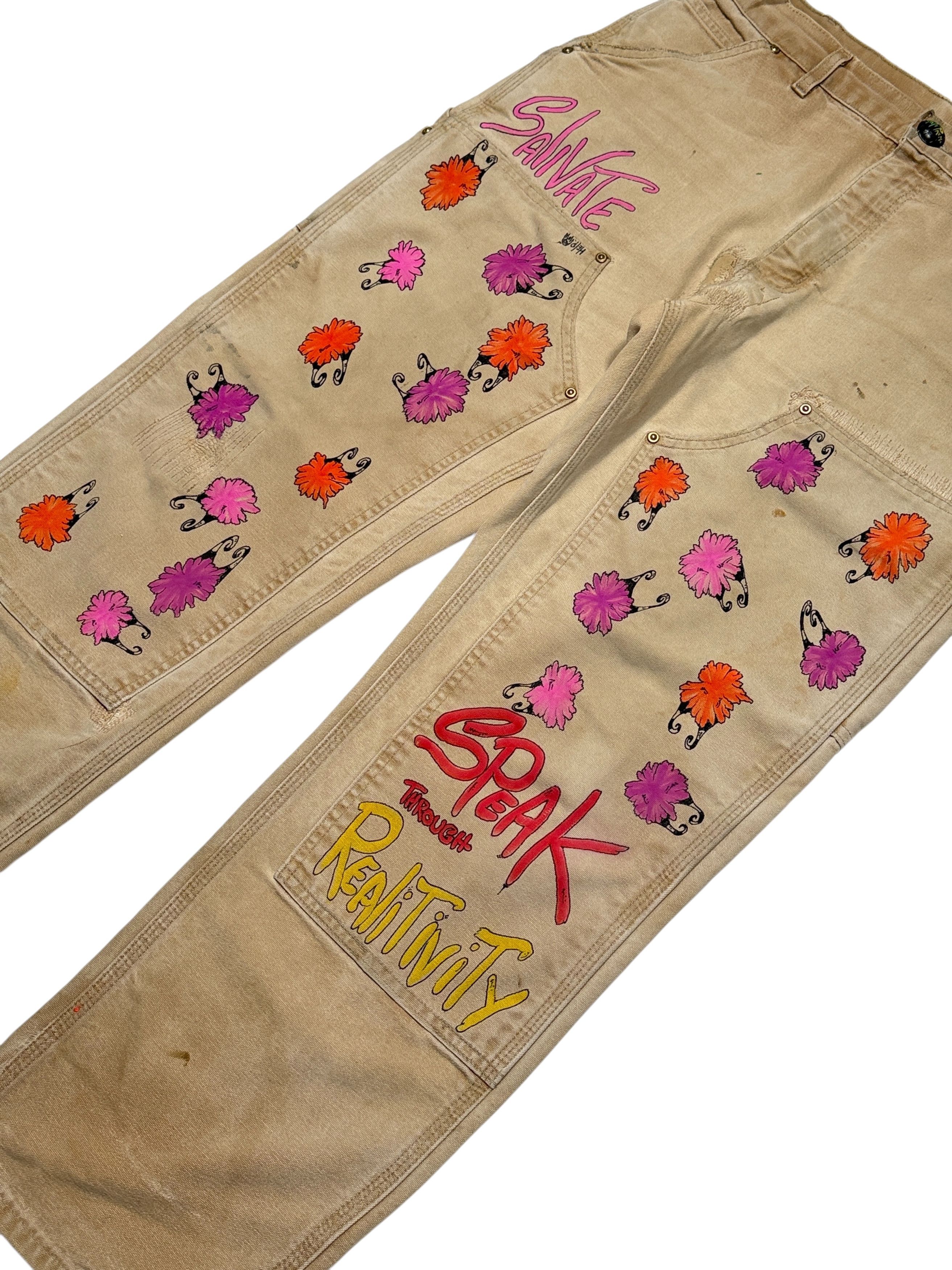 Matty Boy ANTI PROMO MATTY BOY PAINTED VINTAGE CARHARTT CARPENTER PANT Size US 32 / EU 48 - 3 Thumbnail