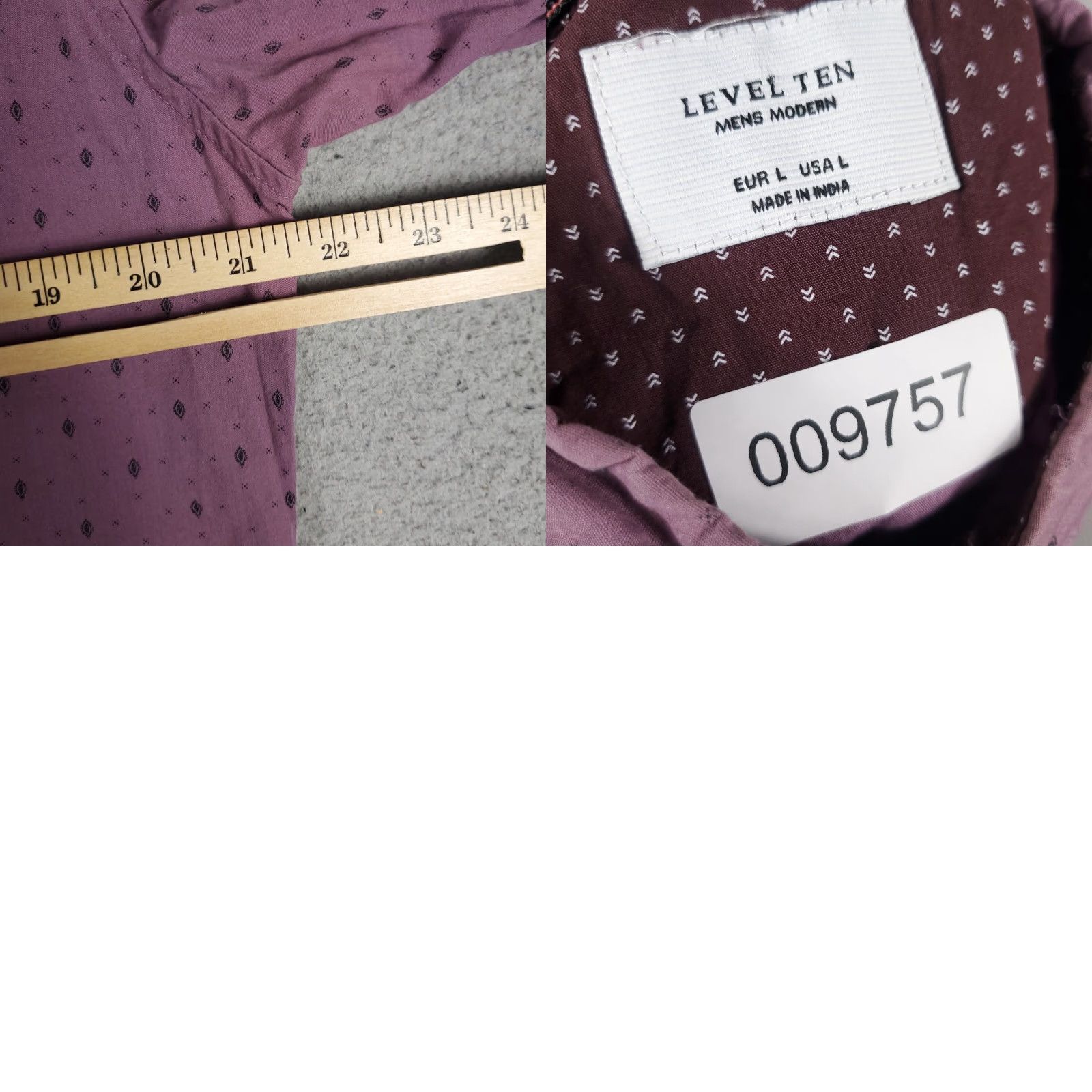 Vintage Level Ten Geometric Purple Button-Up Shirt Men's Long Sleeve Size L Casual All Seasons Size US L / EU 52-54 / 3 - 8 Thumbnail