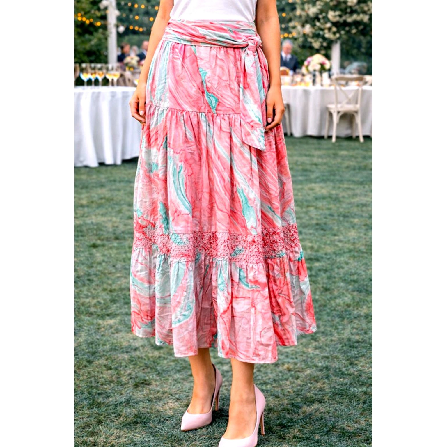 Other St Roche Selma Midi Skirt Pink Marbled size M Size 30" / US 8 / IT 44 - 1 Thumbnail