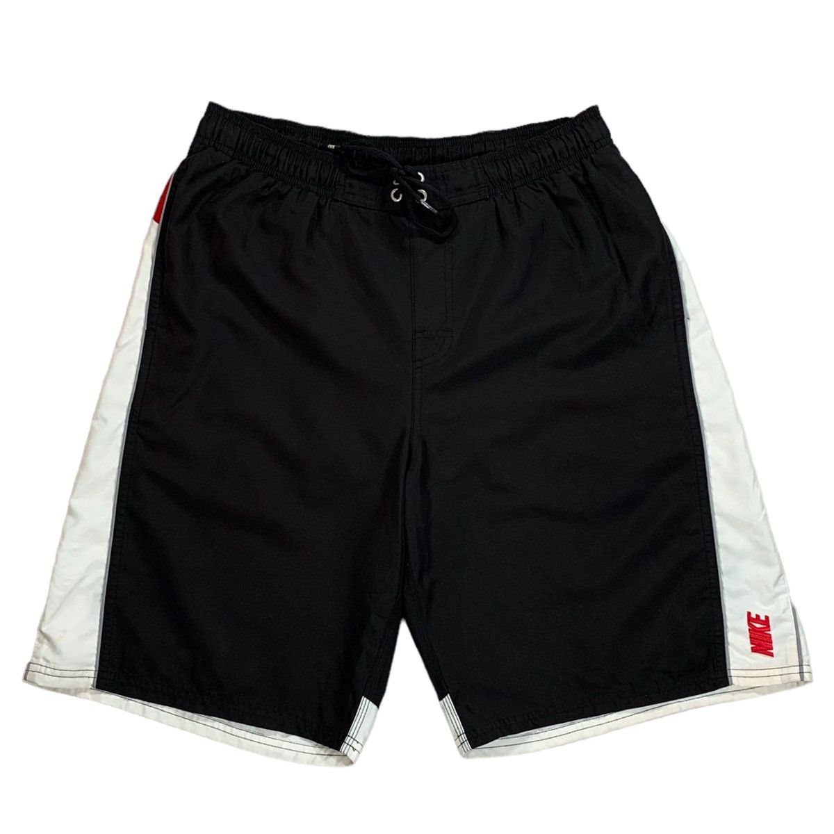 Vintage Vintage Nike Black Red & White Bathing Suit Swim Shorts Size US 32 / EU 48 - 1 Thumbnail