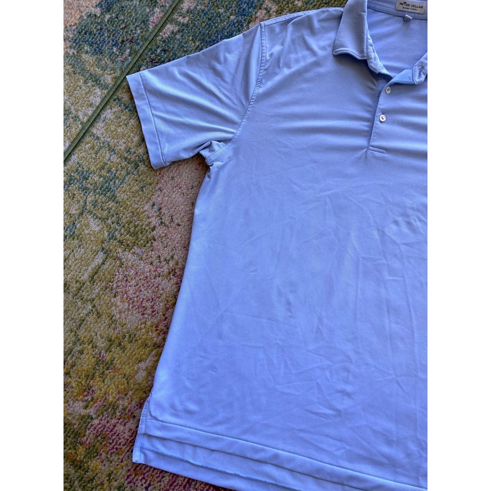 Peter Millar Peter Millar Summer Comfort Polo Shirt Mens Medium Blue Striped Logo Embroidered Golf Activewear Casual Travel Short Sleeve Polo Club Mens Size US M / EU 48-50 / 2 - 2 Thumbnail