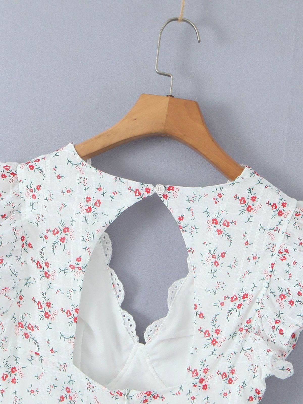 Other NWT White Floral Tiered Eyelet Mini Dress-Coquette Soft Girl Size M / US 6-8 / IT 42-44 - 6 Thumbnail