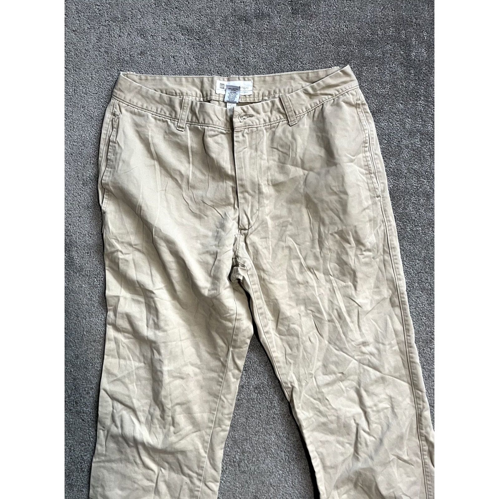 Gap GAP Original Khaki Pants 33x30 Flat Front 100% Cotton Casual Chino Men’s Pants Mens Beige Front Flat Front Cotton Khakis 33 30 Vintage? Size US 33 - 2 Thumbnail
