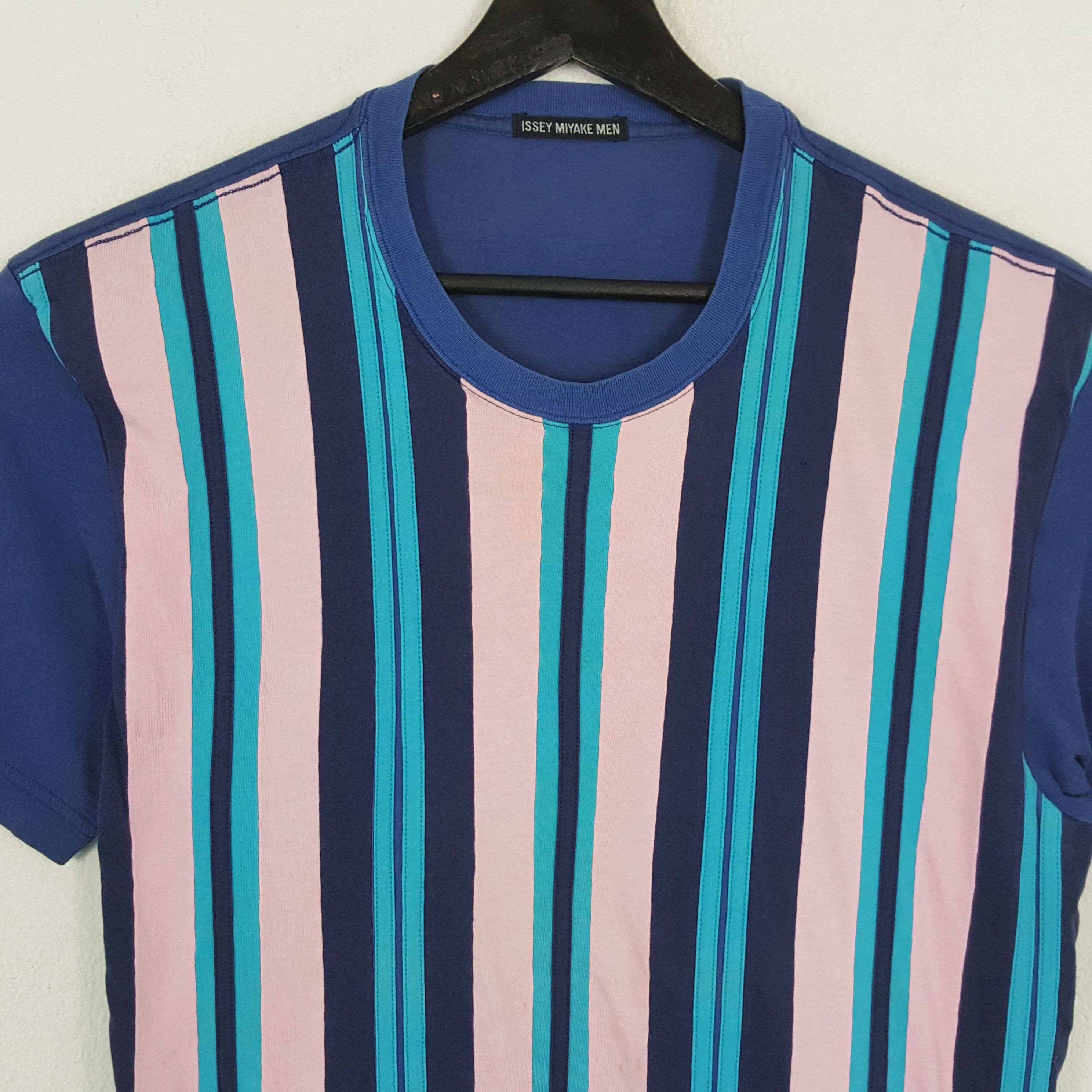 Issey Miyake × Japanese Brand × Vintage ISSEY MIYAKE MEN Tshirt Japanese Designer Stripe Design Size US M / EU 48-50 / 2 - 2 Thumbnail