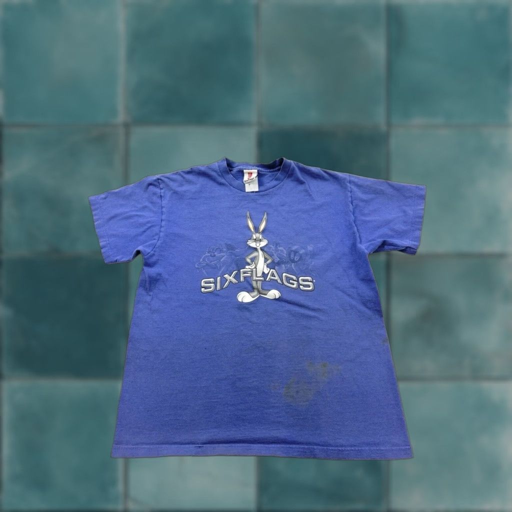 Vintage VINTAGE Six Flags Bugs Bunny Graphic T-Shirt Adult Medium Blue Cartoon 90s Mens Size US M / EU 48-50 / 2 - 1 Thumbnail